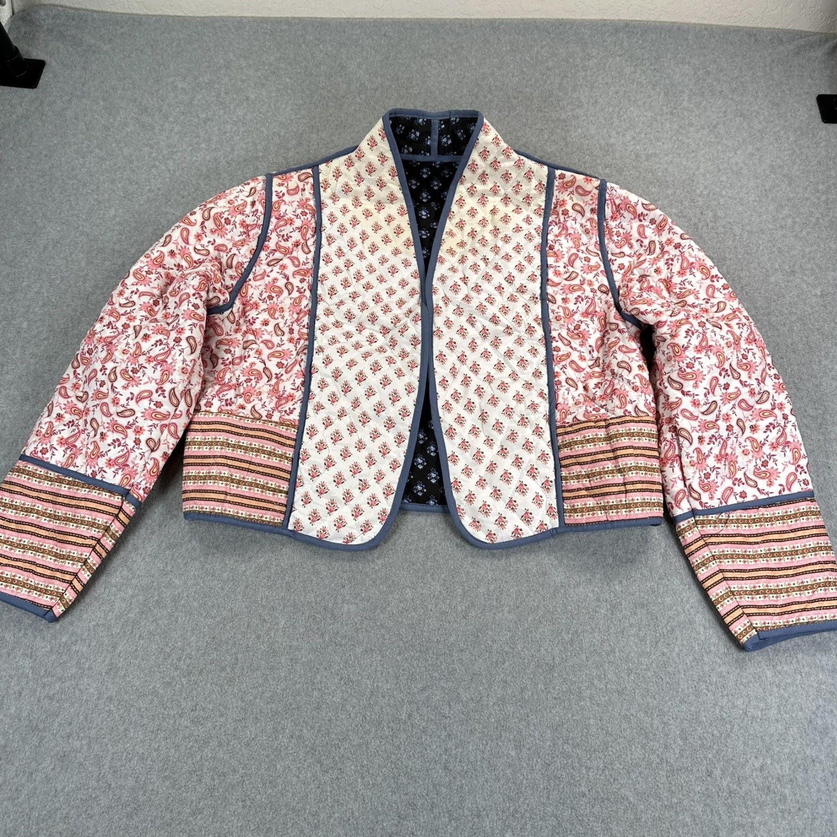 Vintage Reversible Quilted Jacket Womens Large Paisley Boho Cropped Jacket Size L / US 10 / IT 46 - 5 Thumbnail