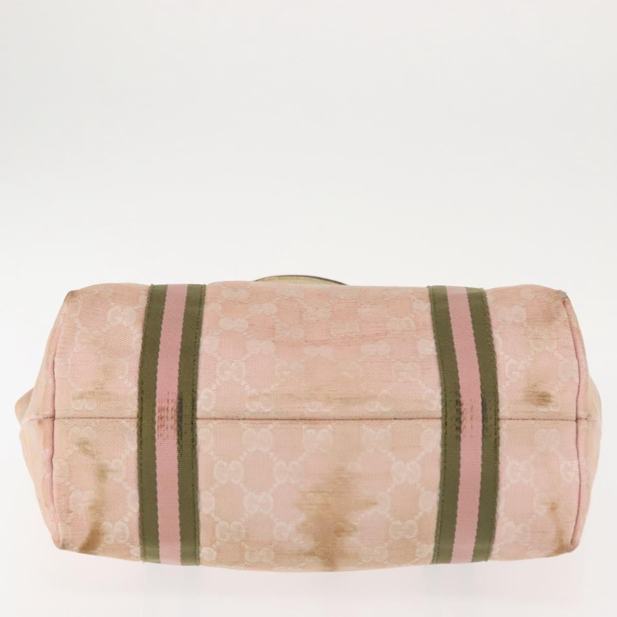 Gucci GUCCI GG Canvas Sherry Line Tote Bag Pink Gold Khaki Size ONE SIZE - 9 Thumbnail