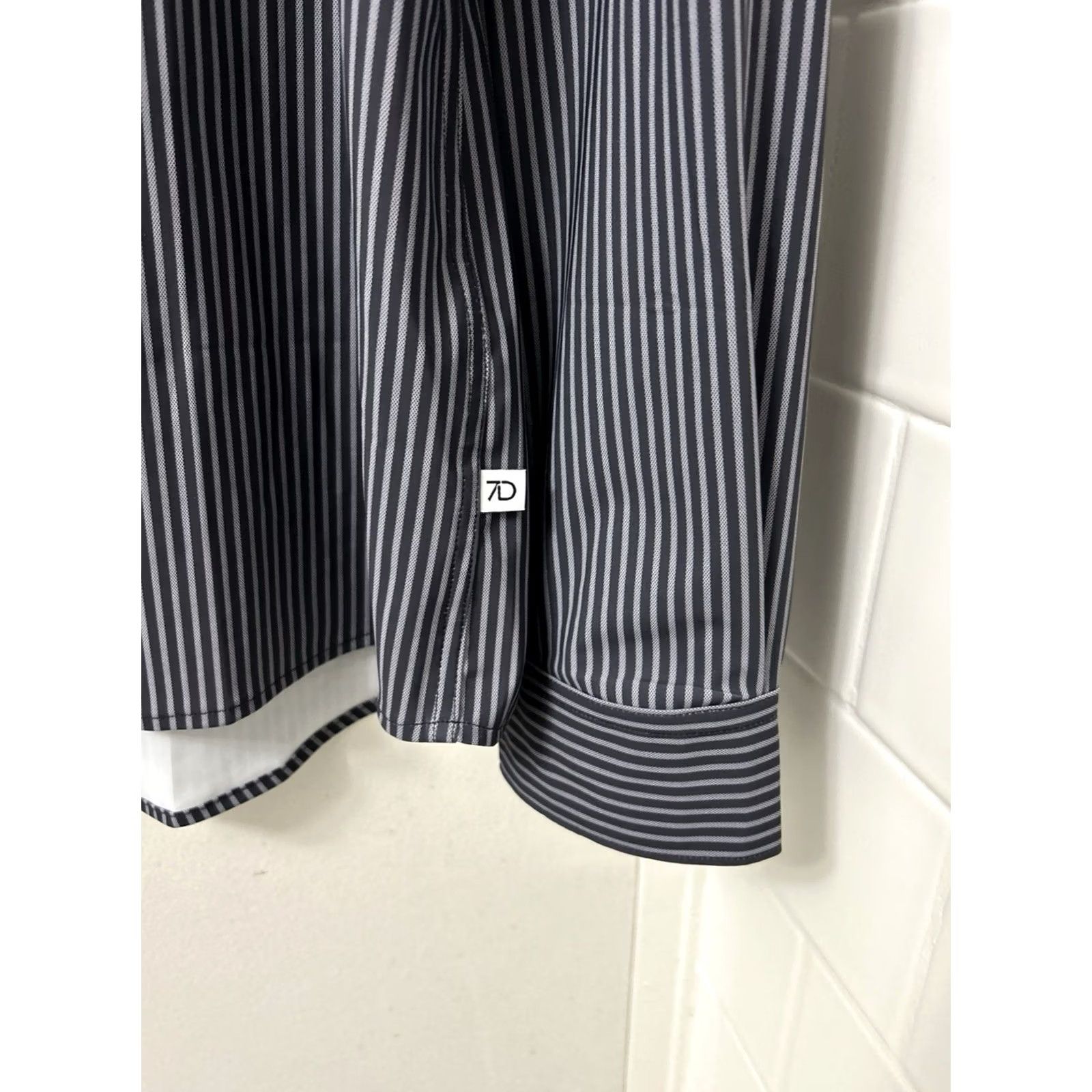 Vintage 7 Diamonds Blaine Shirt Mens XL Black Striped 4 Way Stretch L/S NWT Size US XL / EU 56 / 4 - 4 Thumbnail