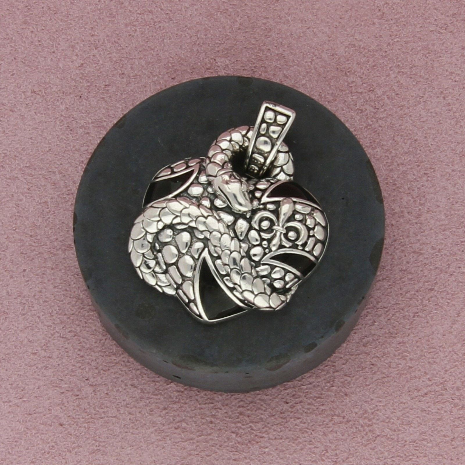 Sterling Silver sterling silver black onyx snake heart pendant Size ONE SIZE - 1 Thumbnail