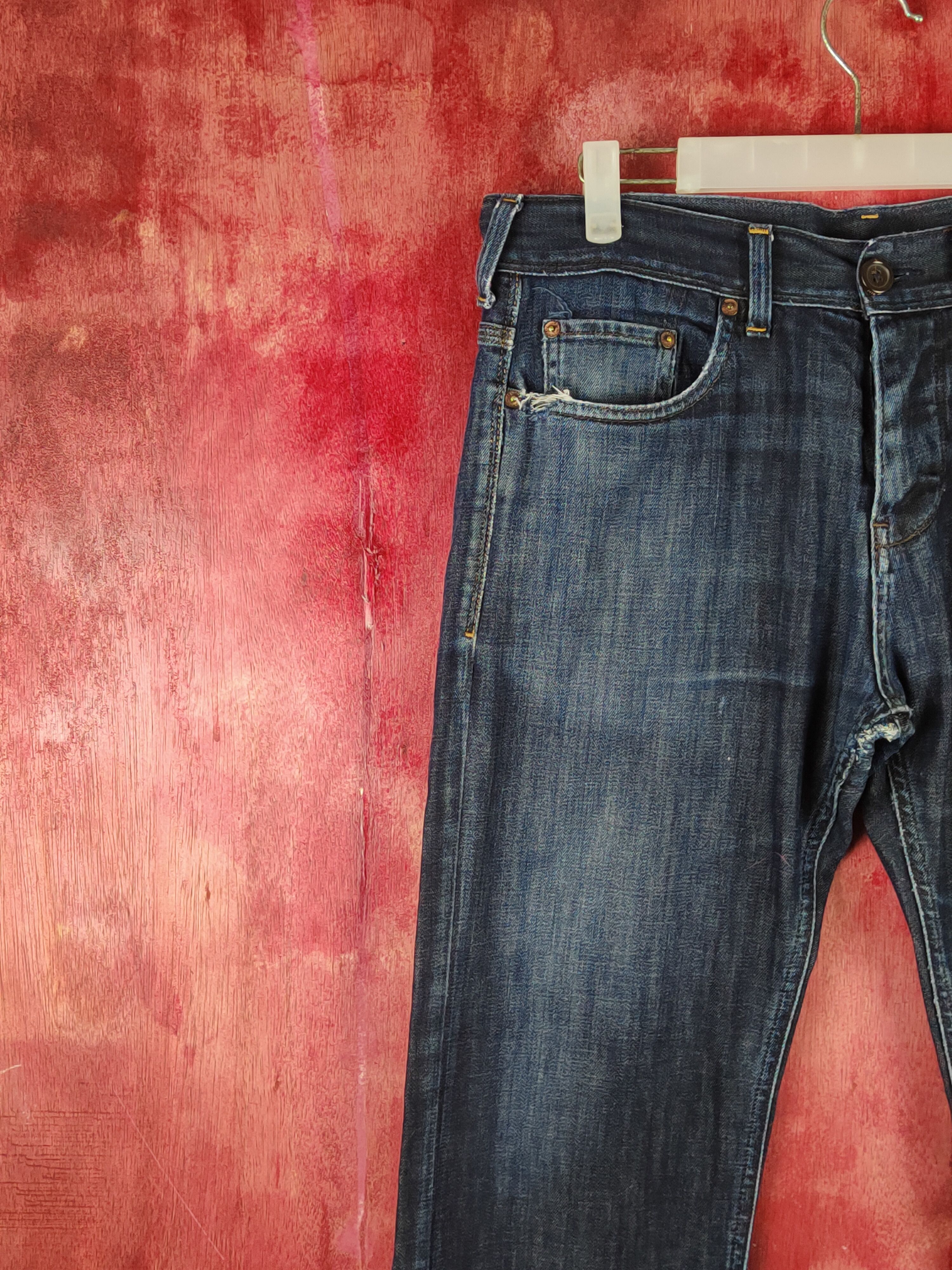 Armani Exchange Armani Exchange Dark Blue distressed jeans Denim #S1621 Size US 33 - 3 Thumbnail