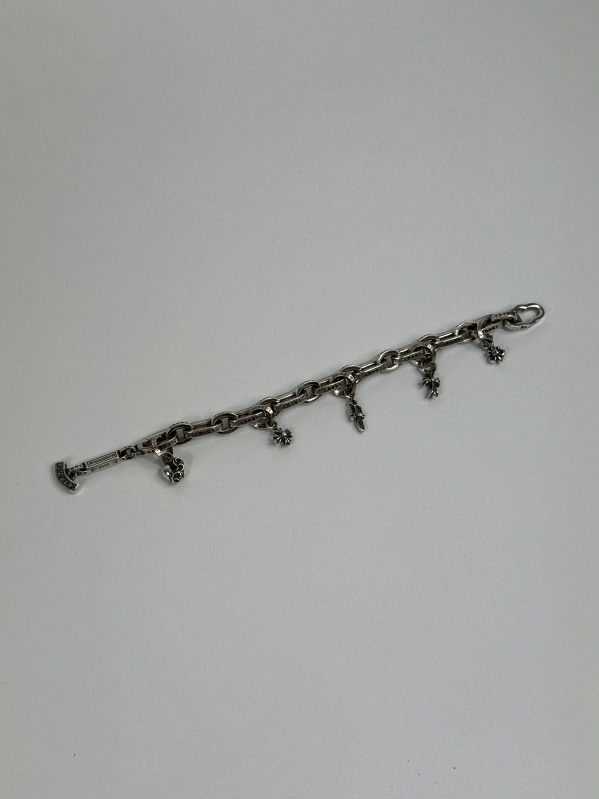 Chrome Hearts 40g STERLING SILVER PAPER E CHAIN MULTI CHARM BRACELET RARE Size ONE SIZE - 3 Thumbnail