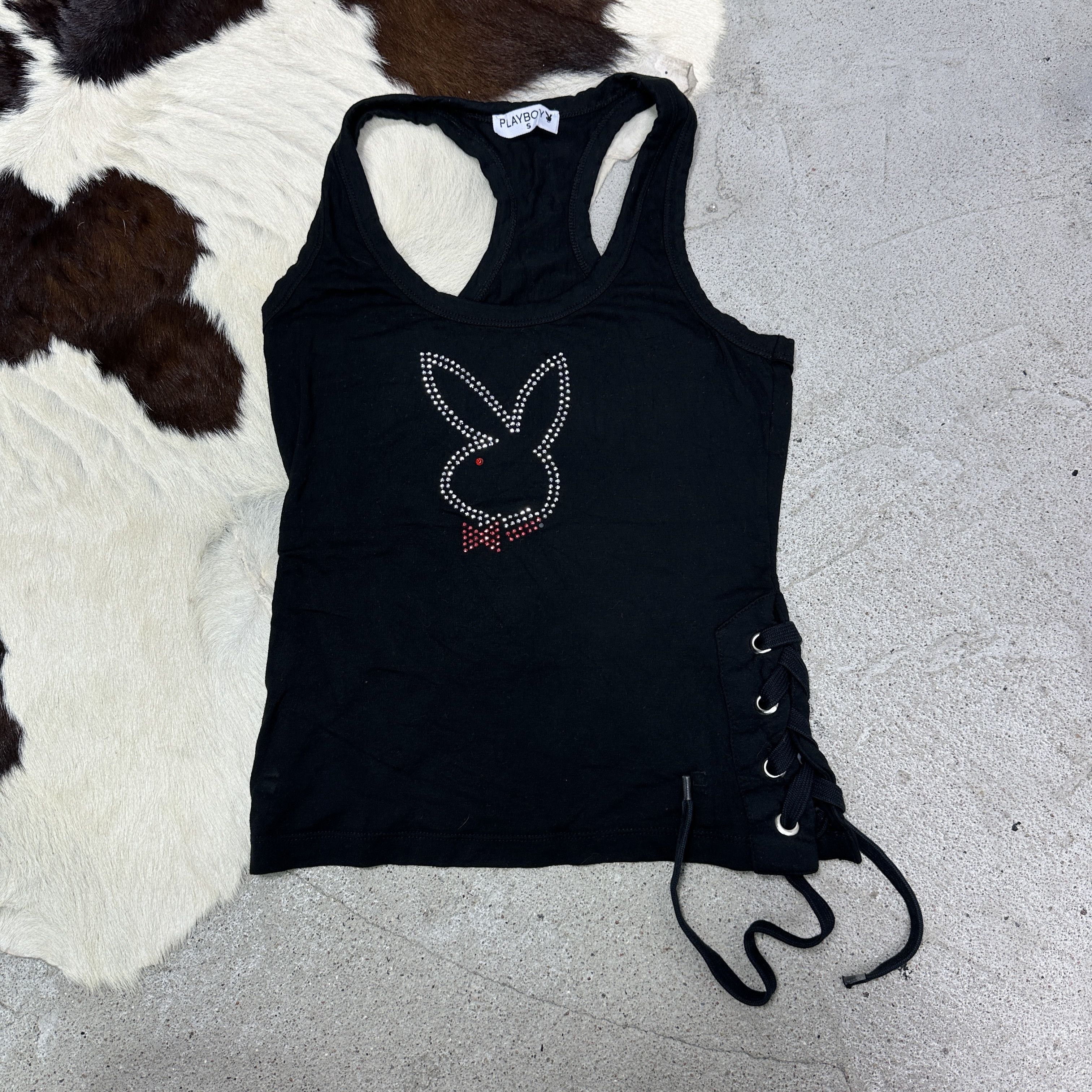 Playboy Vintage Avant Garde Rhinestones Tied Playboy Top Y2K Size S / US 4 / IT 40 - 2 Thumbnail