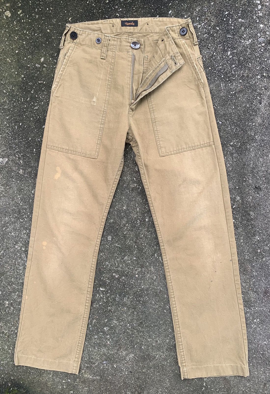 Chimala 🔥Distressed Chimala Fatigue Baker Buckle Back CANVAS Pants Size US 28 / EU 44 - 19 Thumbnail
