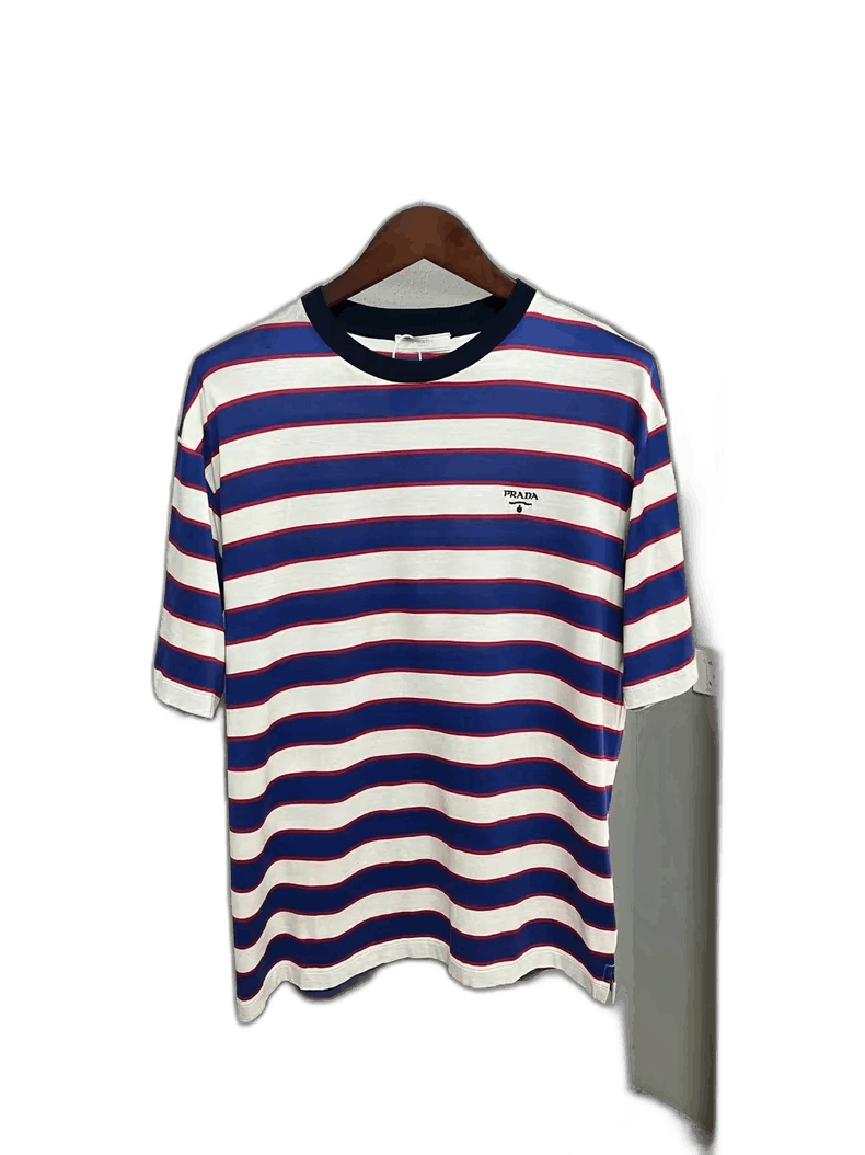 Prada Prada Navy Striped Short Sleeve TShirt-2506 Size US XL / EU 56 / 4 - 1 Thumbnail