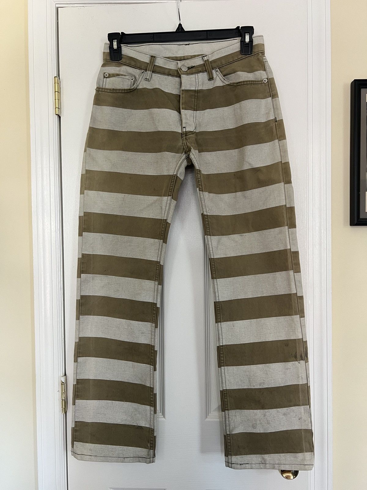 Helmut Lang 1996 Striped Prisoner Jeans pants Archive | Grailed