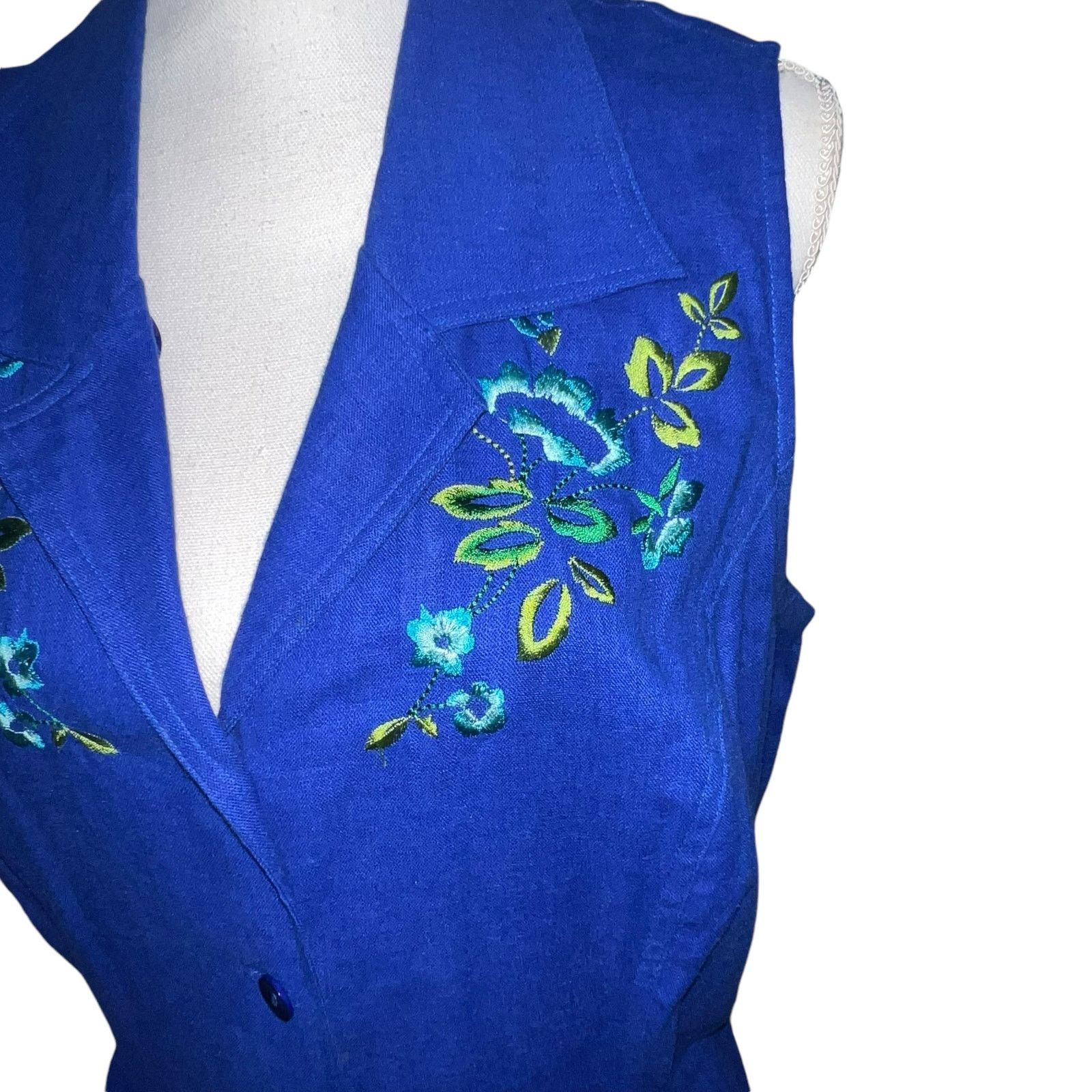 Other VTG Melissa Harper Blue Sleeveless Maxi Dress Embroidery 12 Size XL / US 12-14 / IT 48-50 - 11 Thumbnail
