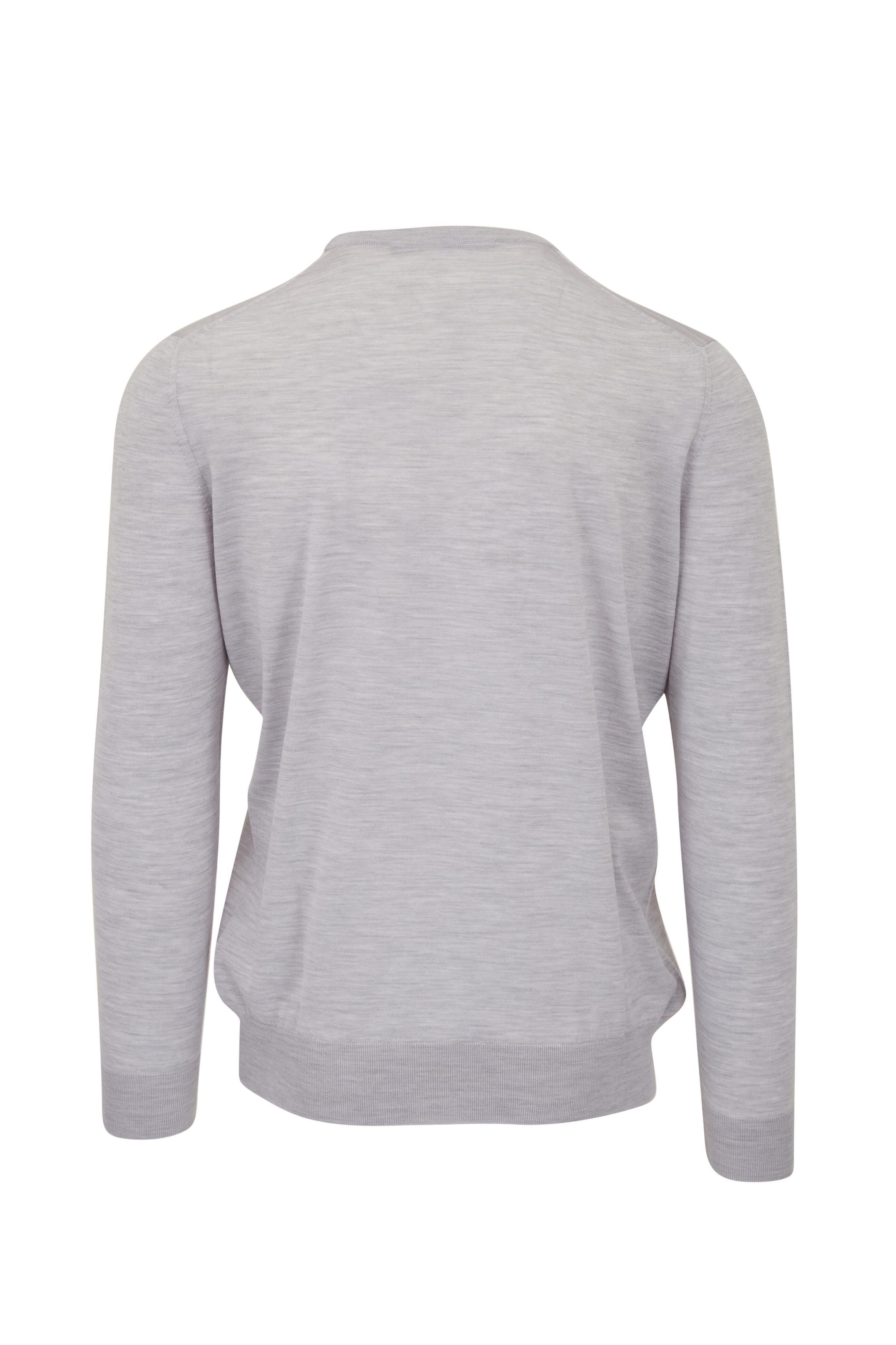 Kiton o1mtch0225 Wool Crewneck Sweater in Light Grey Size US XXL / EU 58 / 5 - 2 Thumbnail