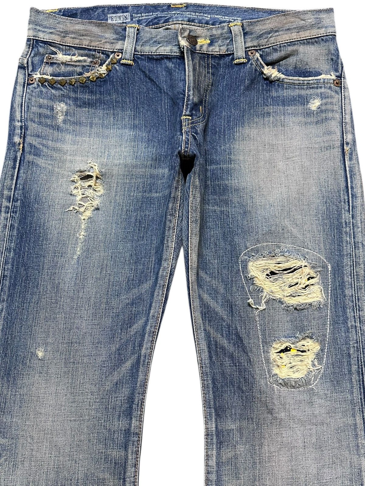 Edwin Vintage Edwin 53531 Flare Studded Grunge Distressed Denim Size US 32 / EU 48 - 2 Thumbnail