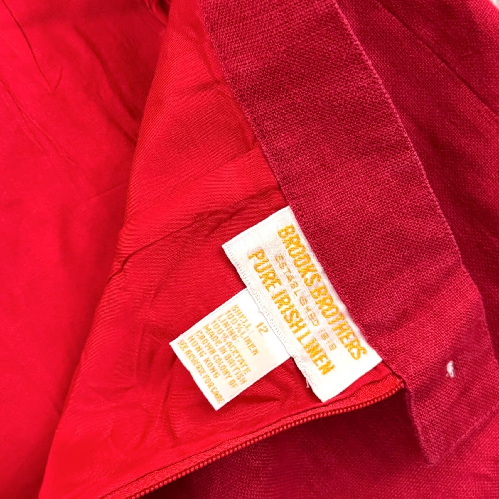 Brooks Brothers VINTAGE Brooks Brothers Skirt Womens 12 Red Pencil Irish Linen 80s Knee Length Size 34" / US 12 / IT 48 - 7 Thumbnail