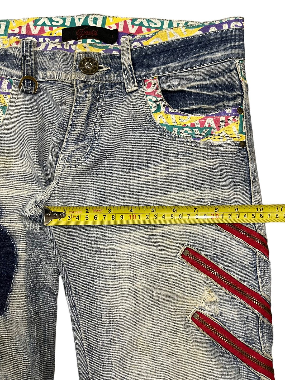 If Six Was Nine Vintage Japanese Brand Blue Wash Distress Flare Jeans Size US 33 - 13 Thumbnail