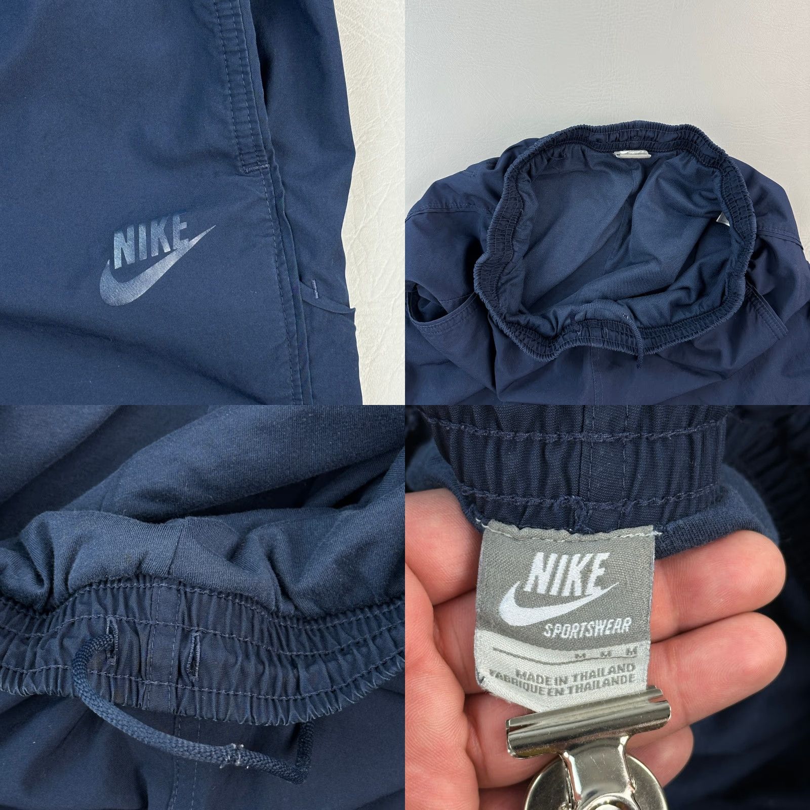 Nike VINTAGE Nike Sportswear Track Pants Mens M Navy Blue Fleece Lined Ankle Zip Y2K Pants Regular Mens Size US 31 - 8 Thumbnail
