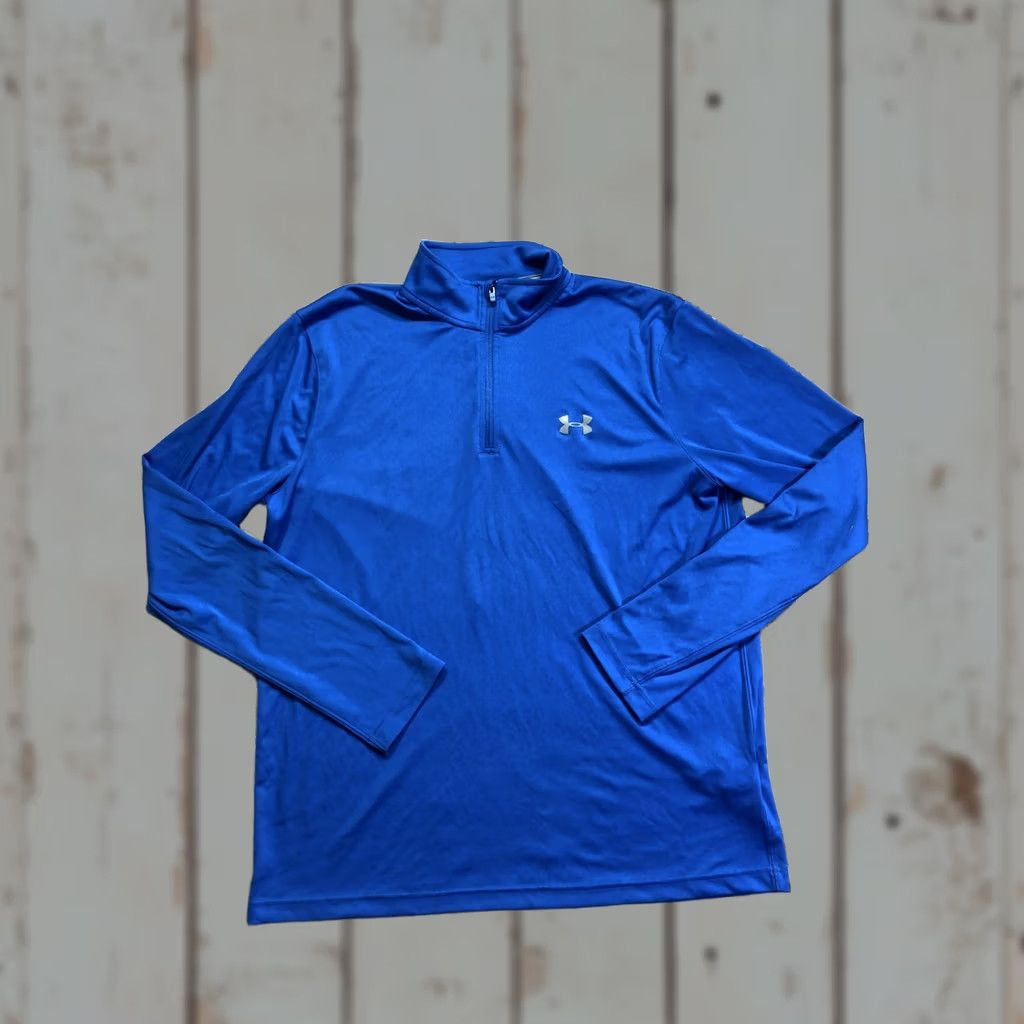 Under Armour Under Armour Shirt Mens XL Blue HeatGear Quarter Zip Long Sleeve Pullover Loose Size US XL / EU 56 / 4 - 1 Thumbnail