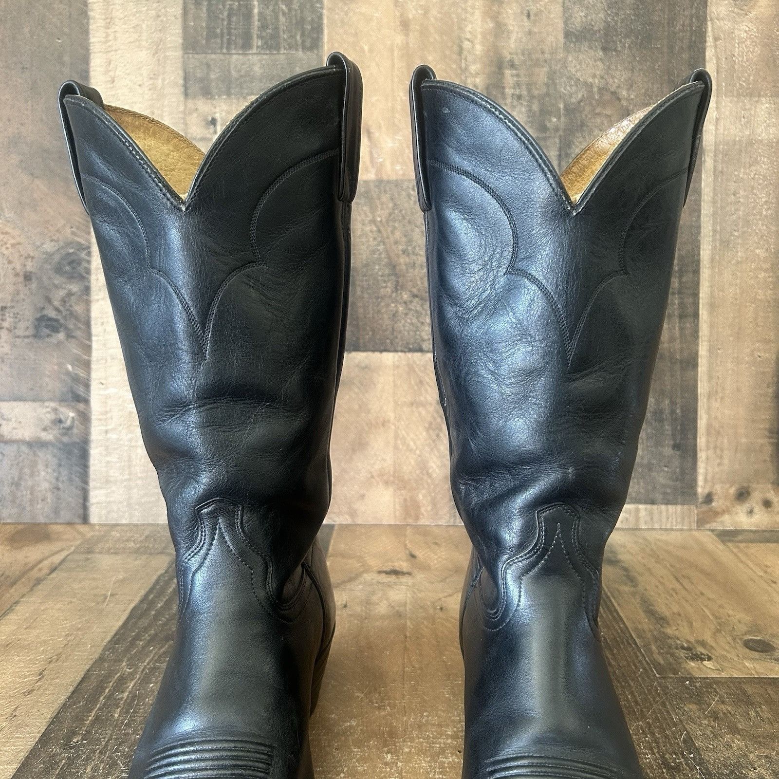 Vintage J Chisholm Vintage Classic Black Cowboy Boots Mens 8.5 D Size US 8.5 / EU 41-42 - 10 Thumbnail