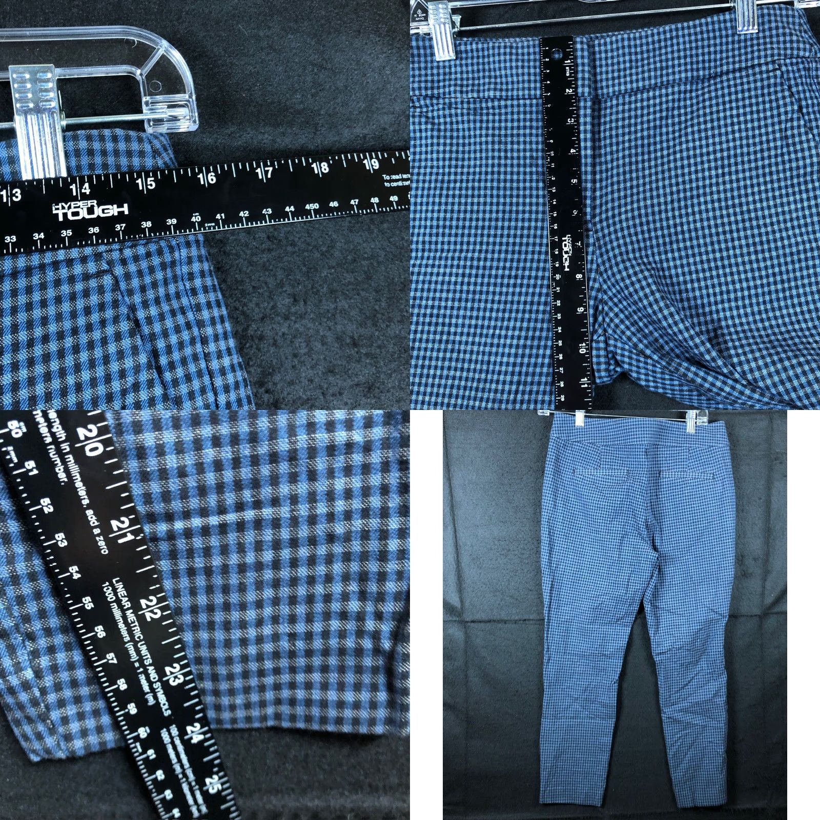 Loft VINTAGE LOFT Womens Pants Blue Black Gingham Petite Mid Rise Marisa Stretch 6P Size 28" / US 6 / IT 42 - 8 Thumbnail