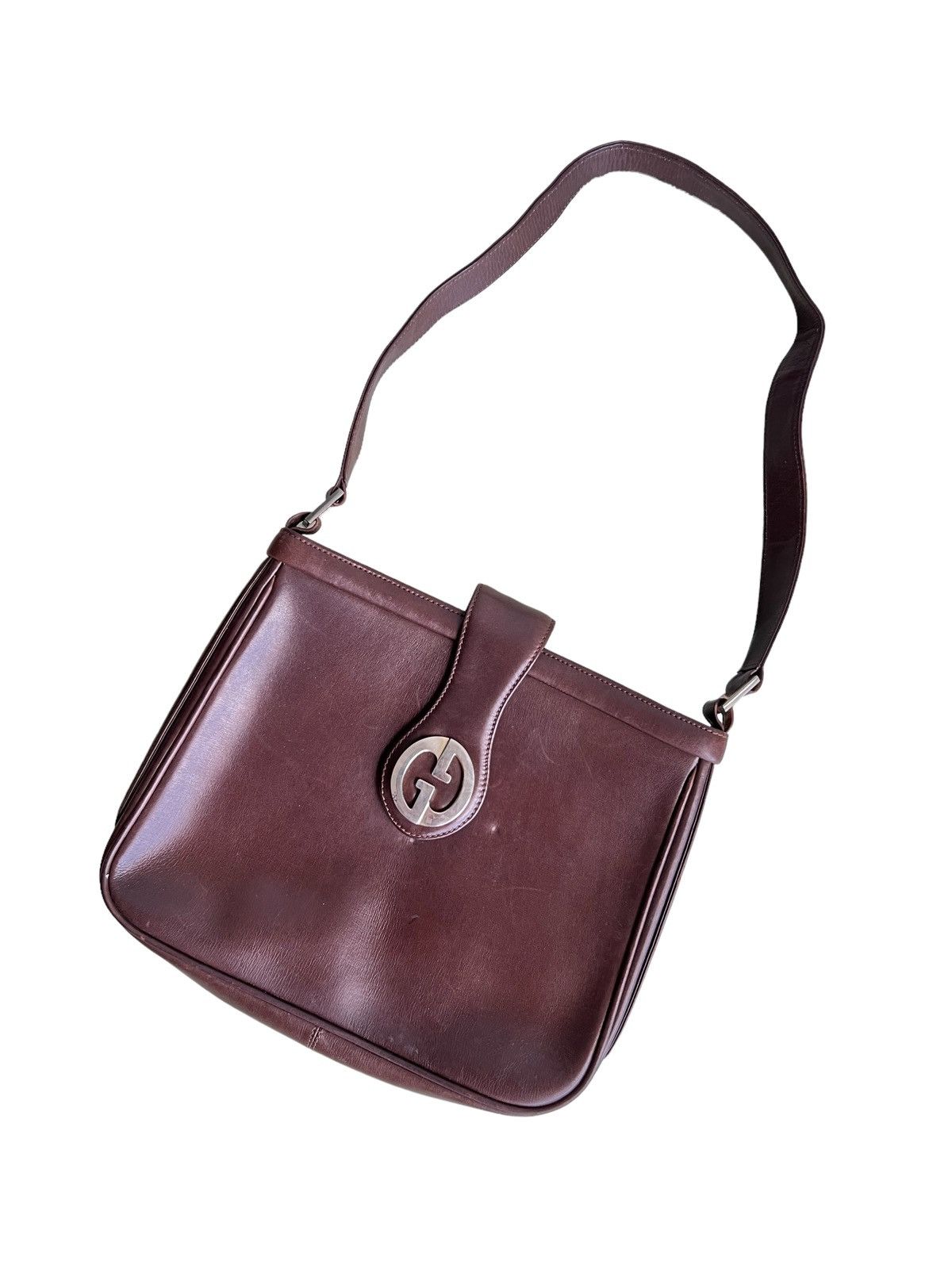 Genuine Leather × Gucci Vintage 1980s Gucci GG Crossbody Leather Sling Bag Size ONE SIZE - 3 Thumbnail
