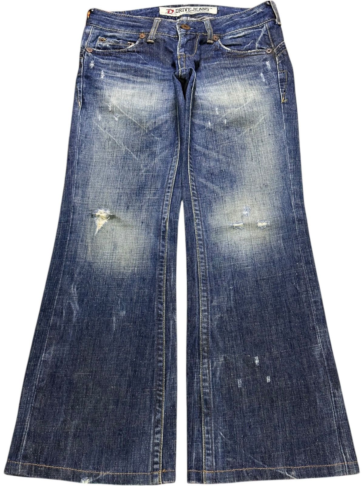 Vintage Japanese Brand Faded Mud Wash Studded Flare Jeans