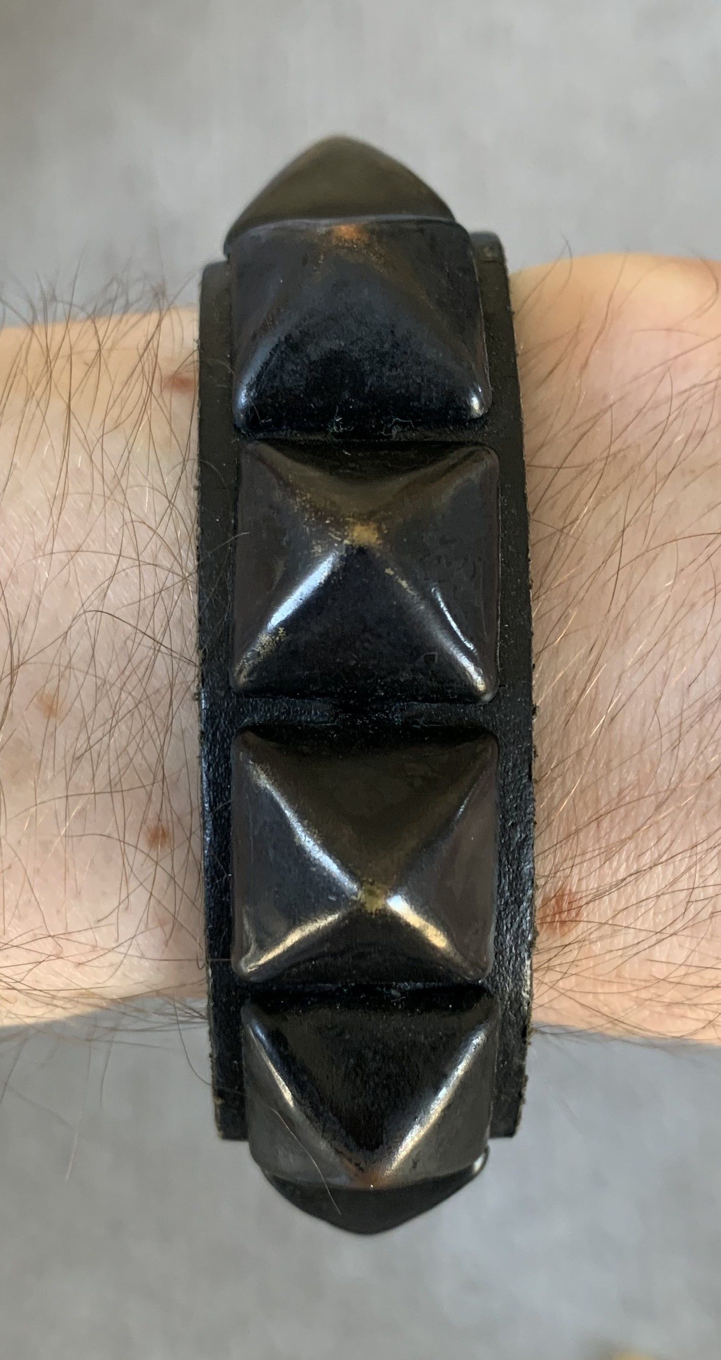 Pre-owned Number N Ine Number (n)ine X Wendy's Studded Leather Bracelet In Black
