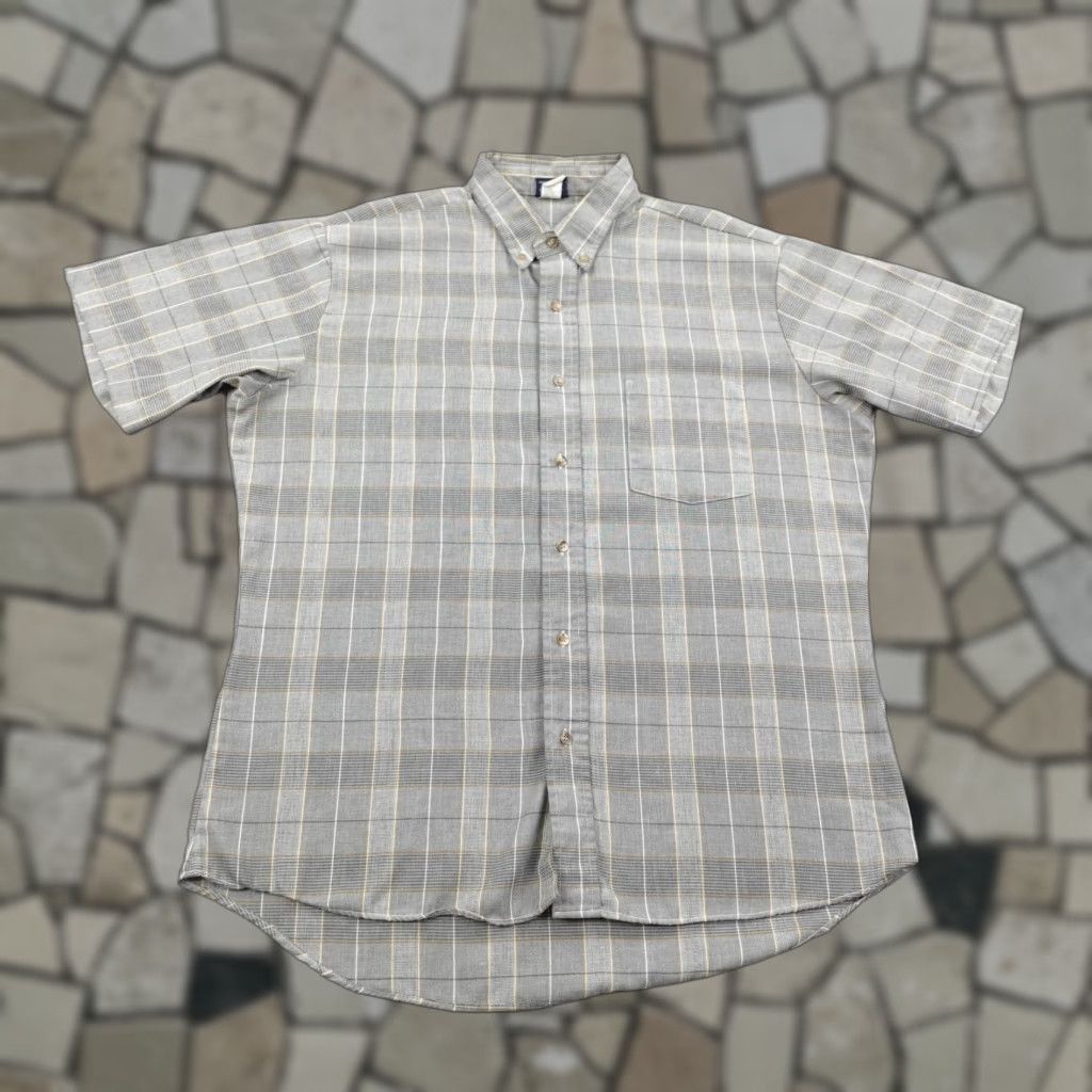 Vintage Wrangler Shirt Mens Large Gray Plaid Button Up Western Cowboy Rodeo 80s