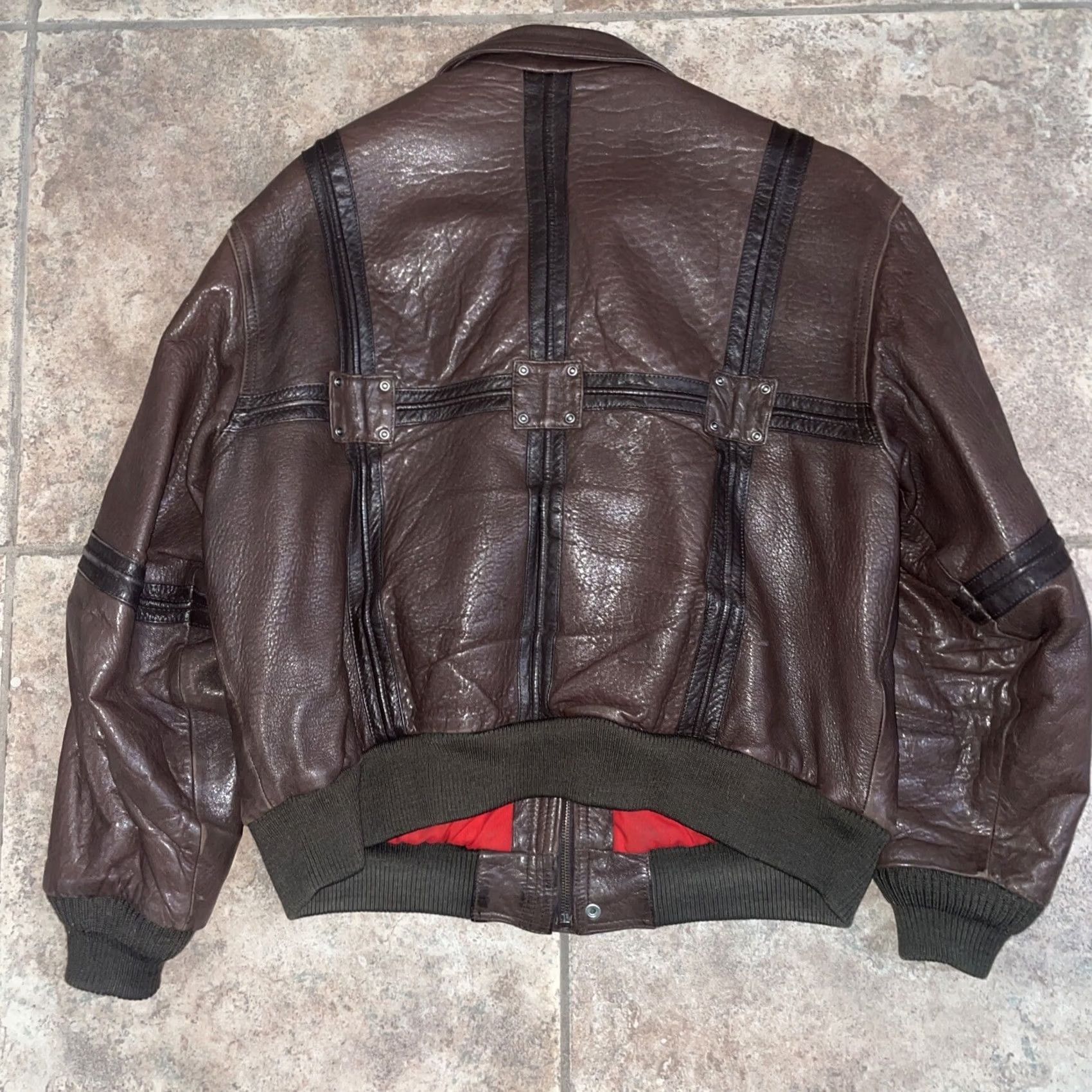 Vintage Stratojac Leather Jacket Bomber Style Mens Size 44 Brown Regular Zip Jacket Men Size US S / EU 44-46 / 1 - 4 Thumbnail
