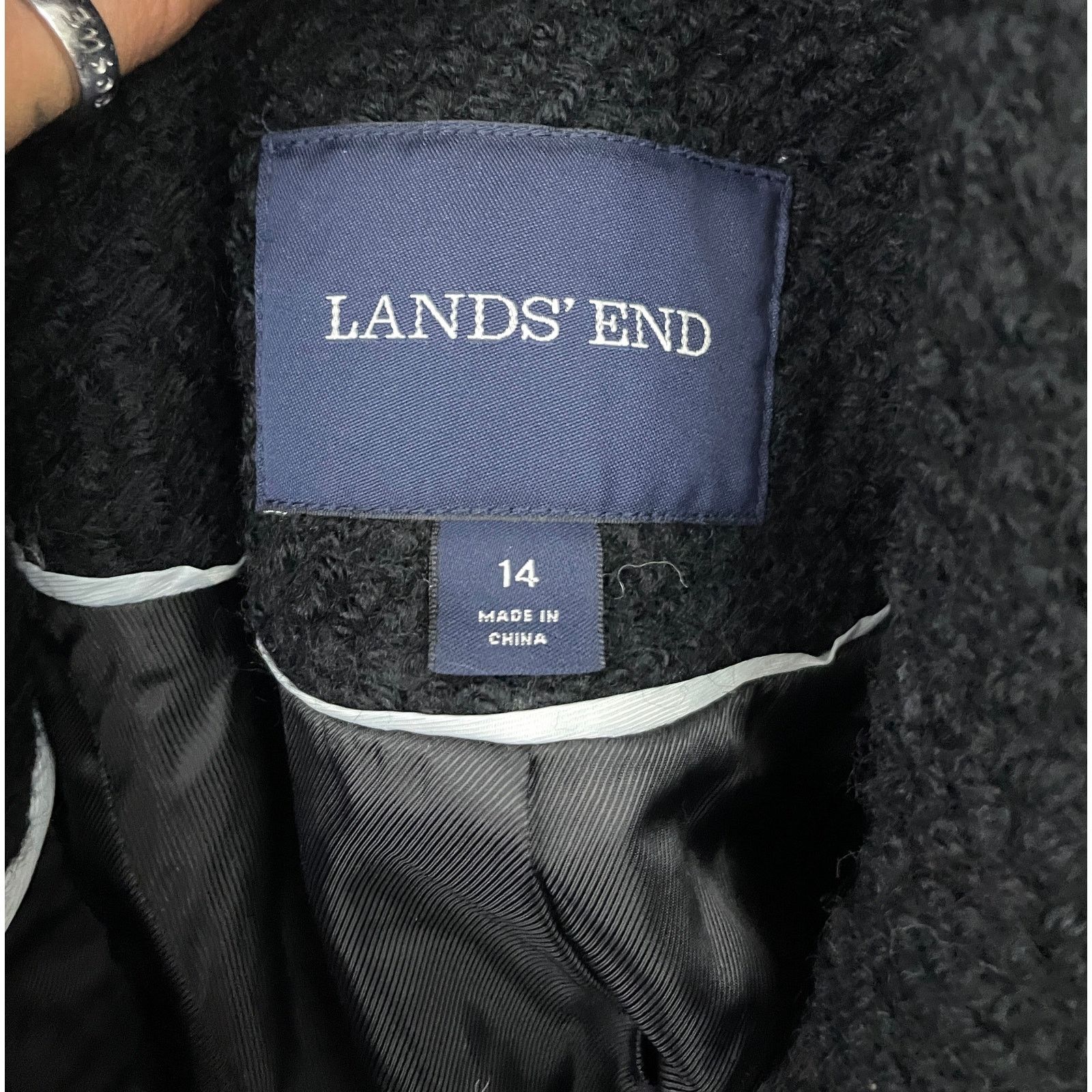 Lands' End Lands' End Black Jacket Coat Blazer Wool Blend Sz 14 Lined Size XL / US 12-14 / IT 48-50 - 3 Thumbnail