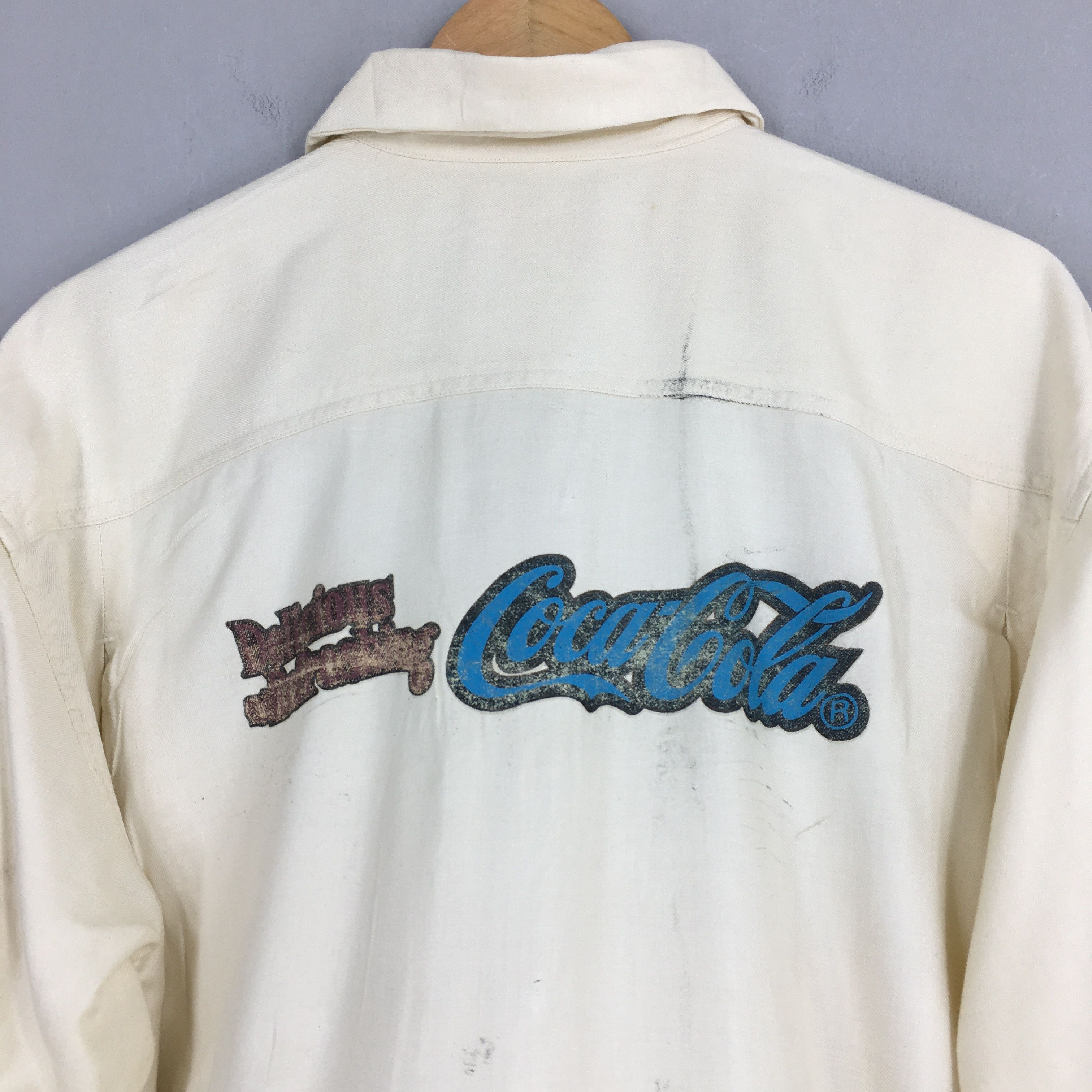 Designer Vintage 80's Coca Cola Flannel Yellow Rayon Shirt Large Size US L / EU 52-54 / 3 - 8 Thumbnail