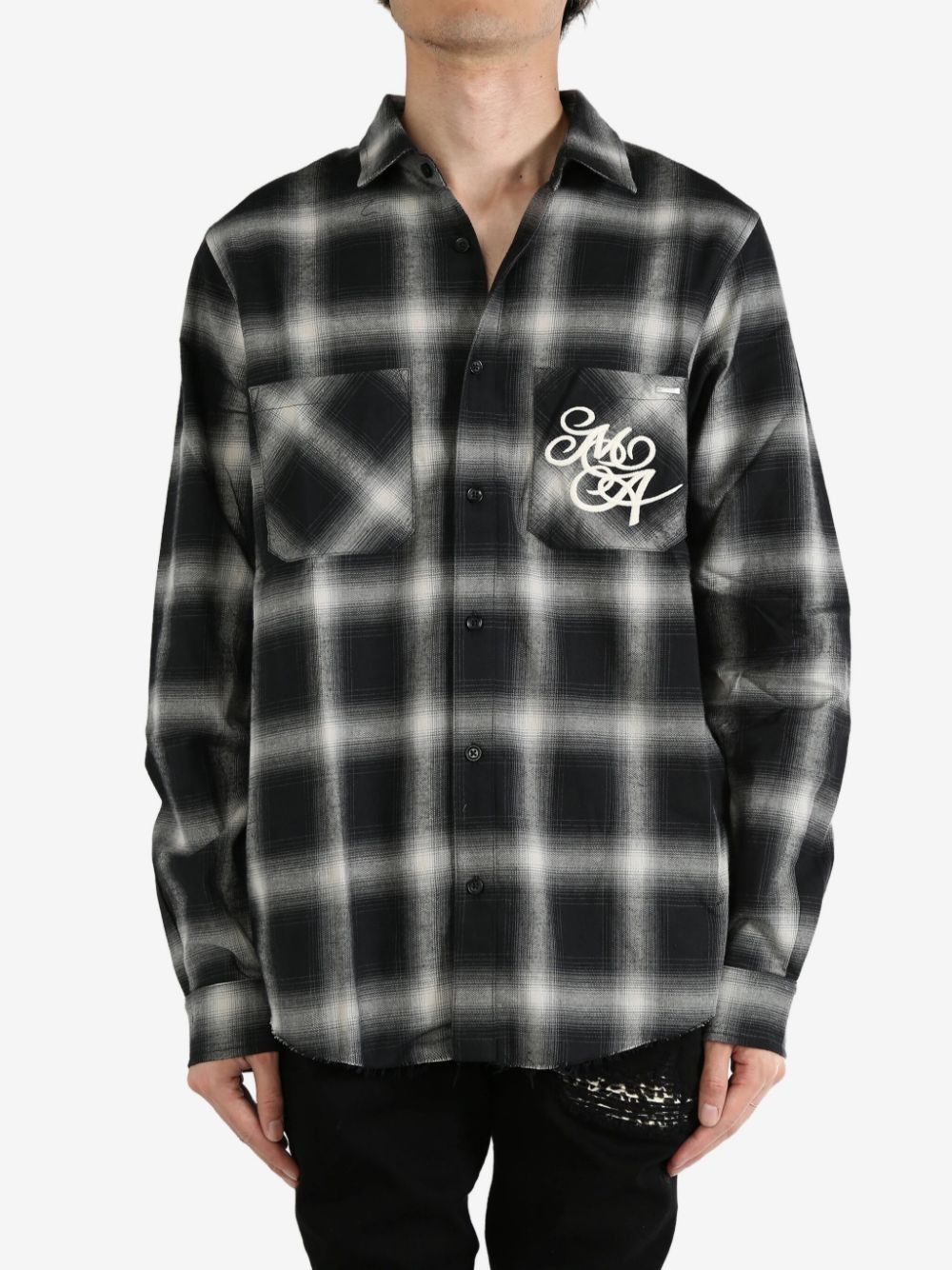 Amiri o1orln1025 Logo Flannel Shirt in Black/White Size US S / EU 44-46 / 1 - 1 Thumbnail