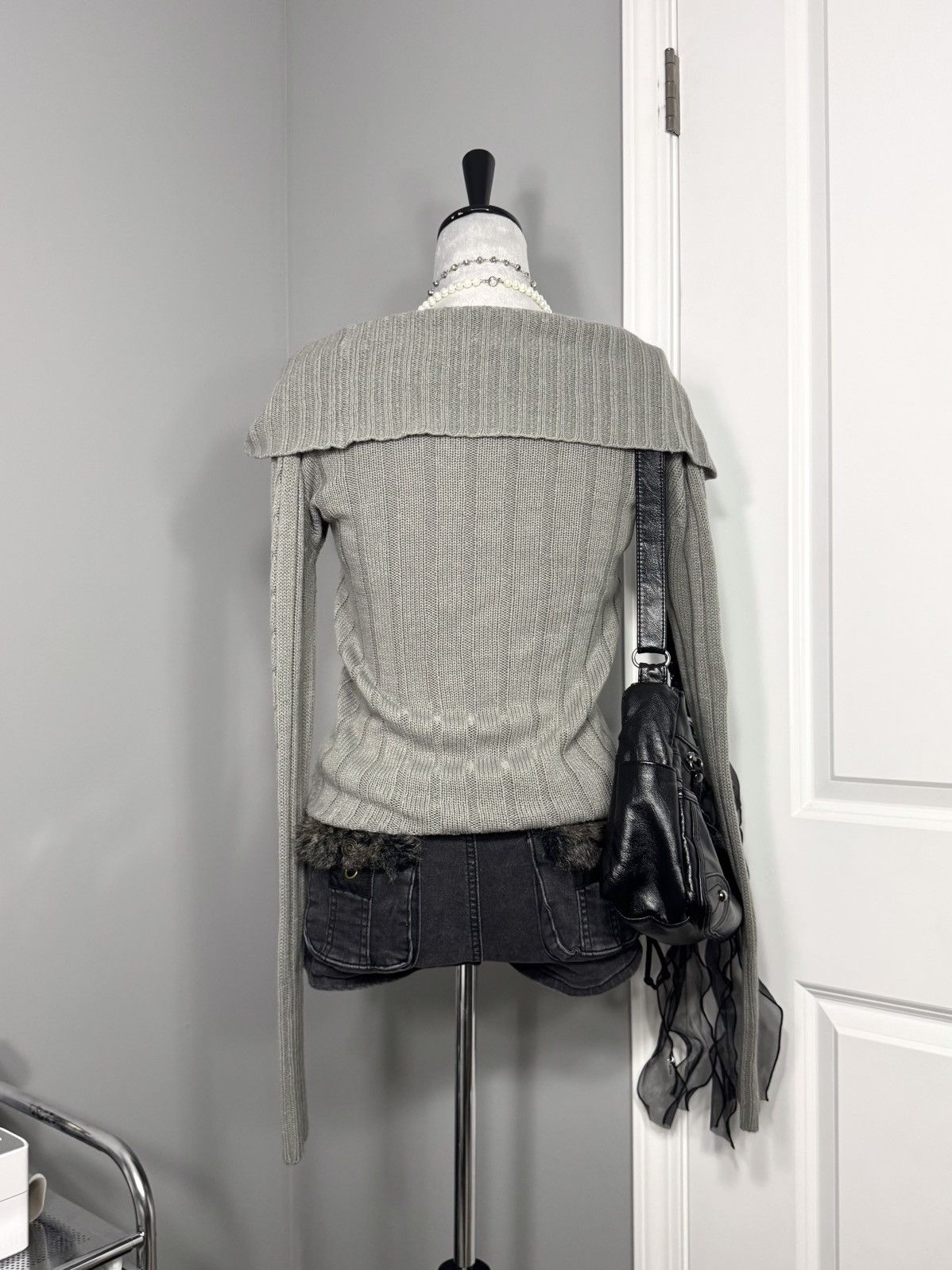 Other Vintage American Attitudes Grey Cable Knit Sweater Size S / US 4 / IT 40 - 8 Thumbnail