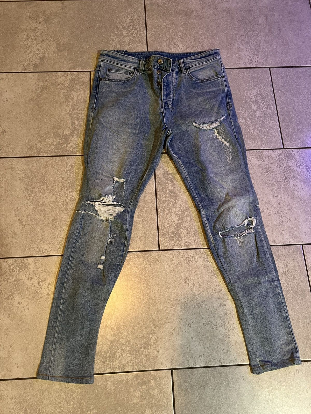 Ksubi Ksubi Chitch Punk Blue Thrashed Skinny Jeans Size 31 Size US 31 - 4 Thumbnail