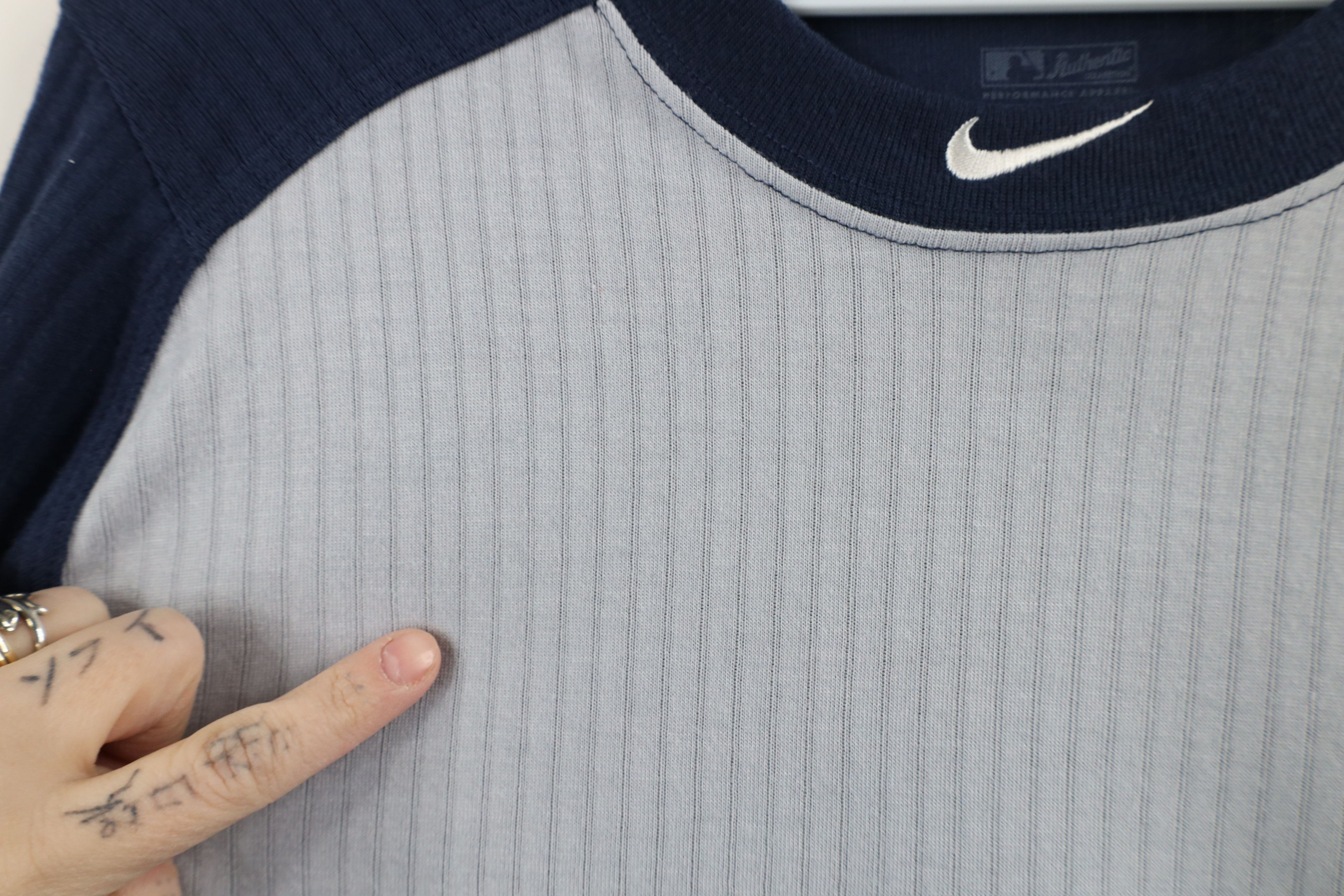 Nike × Vintage Vintage Nike Baseball Swoosh Ribbed Long Sleeve T-Shirt Size US M / EU 48-50 / 2 - 4 Thumbnail