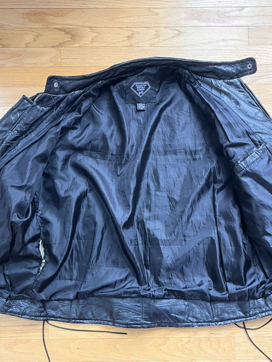 Vintage Diamond plate Buffalo leather biker jacket Size US XXL / EU 58 / 5 - 9 Thumbnail