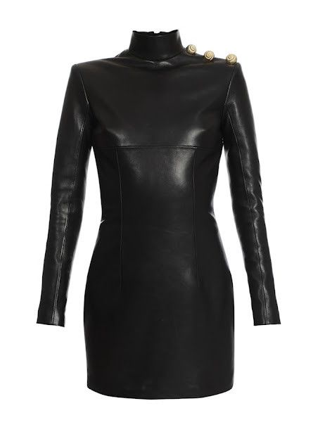 Balmain o1s1wg111025 Leather Mini Dress in Black | Grailed