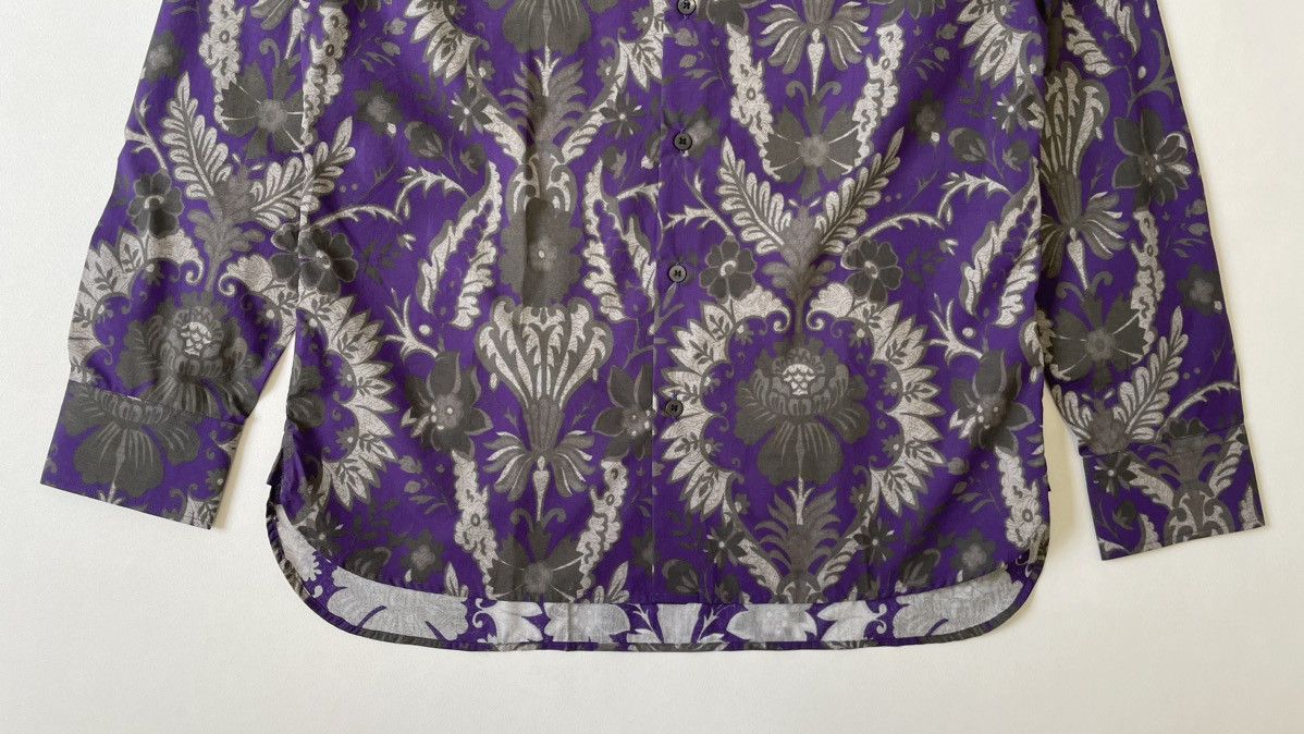 Dries Van Noten Purple / Gray Floral Print Cotton Shirt Size US M / EU 48-50 / 2 - 8 Thumbnail