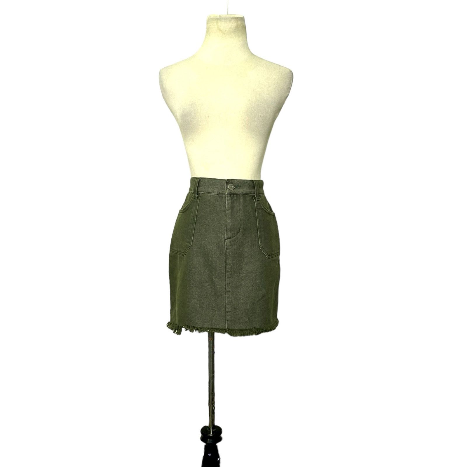 Esprit Esprit Y2K green denim Y2K raw hem mini skirt size 2 Size 26" / US 2 / IT 38 - 6 Thumbnail