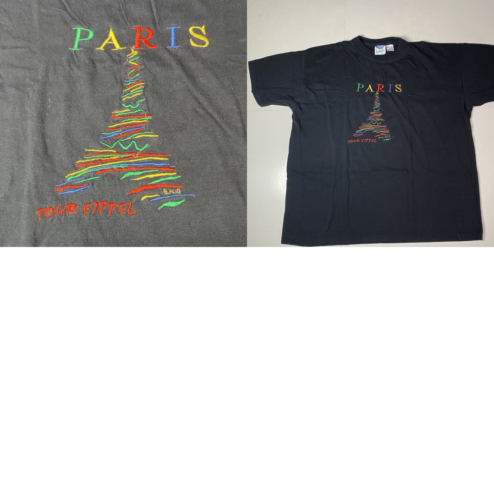 Vintage VINTAGE Paris T Shirt Tour Large Eiffel Tower Black Fade Embroidered RARE B.H.O. T-Shirt Unisex Adults L Black Embroidered Paris Vintage Rare Size US L / EU 52-54 / 3 - 10 Thumbnail