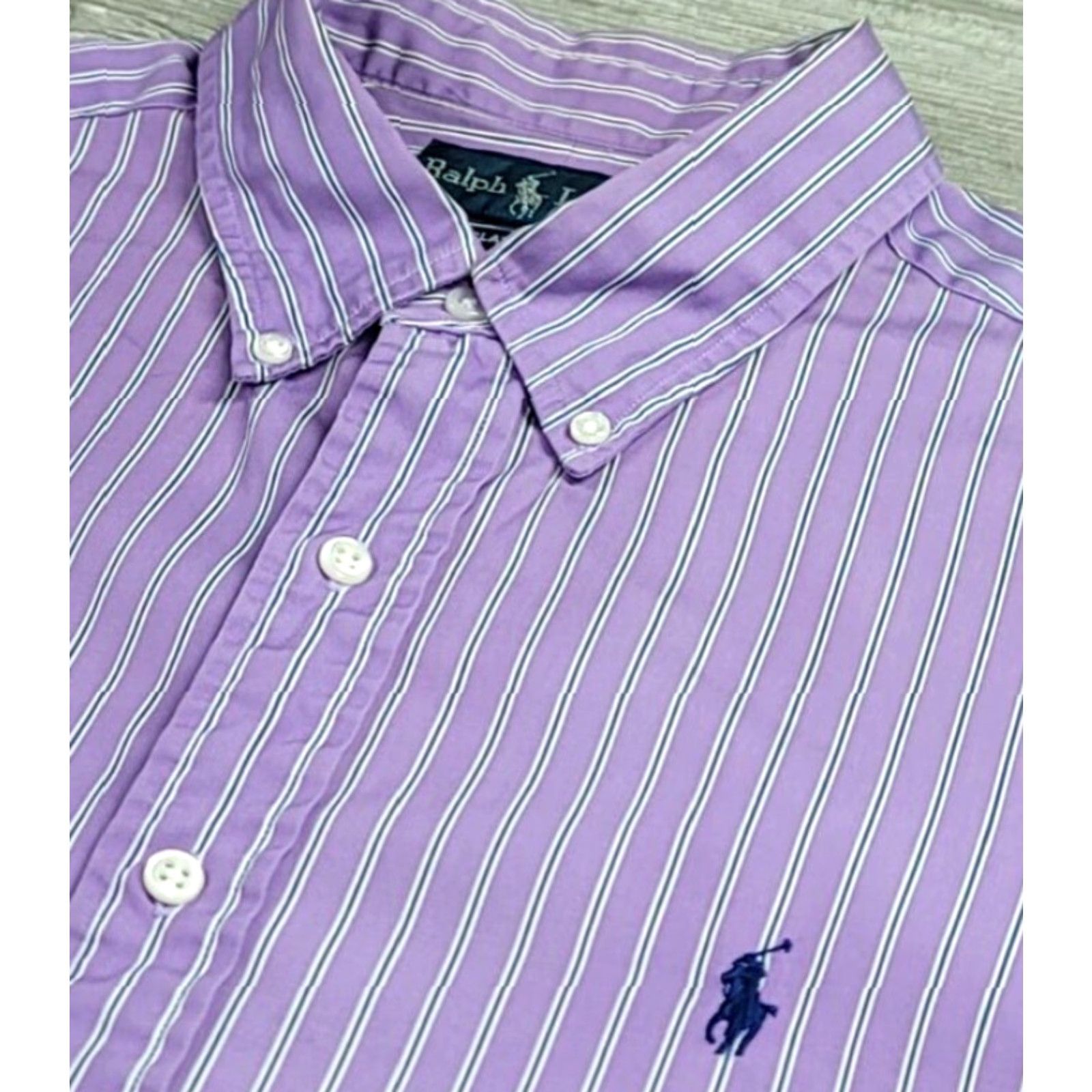 Polo Ralph Lauren VINTAGE Polo Ralph Lauren Shirt Striped Purple Button-Up Long Sleeve Mens 16.5-32/33 Size US XL / EU 56 / 4 - 5 Thumbnail