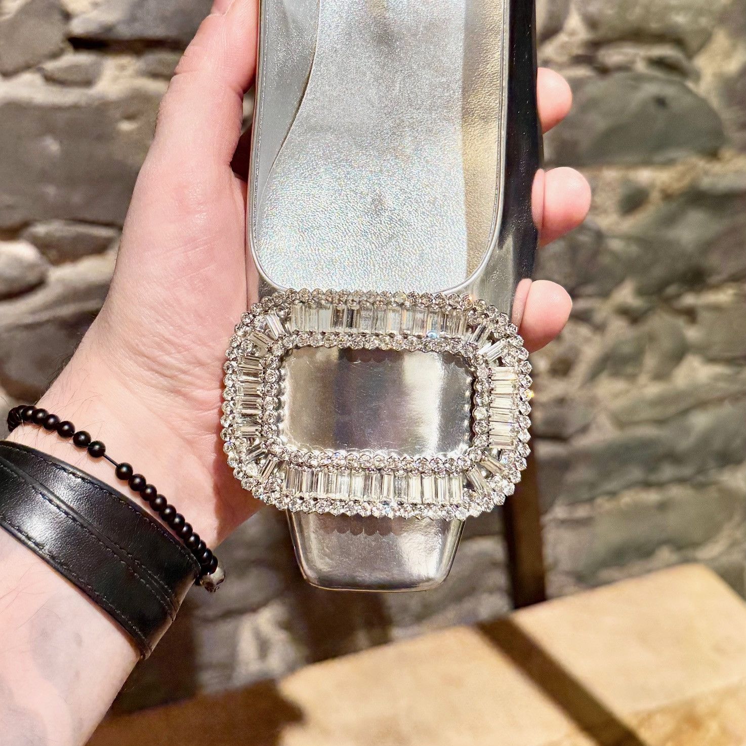 Roger Vivier Roger Vivier Belle Vivier Strass Silver Leather Ballet Flats Size US 7 / IT 37 - 12 Thumbnail