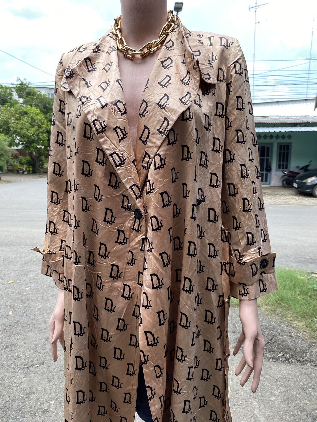 Dior Rare✨ MISS DIOR Monogram Vintage Trench Coat Jacket Size M / US 6-8 / IT 42-44 - 20 Thumbnail
