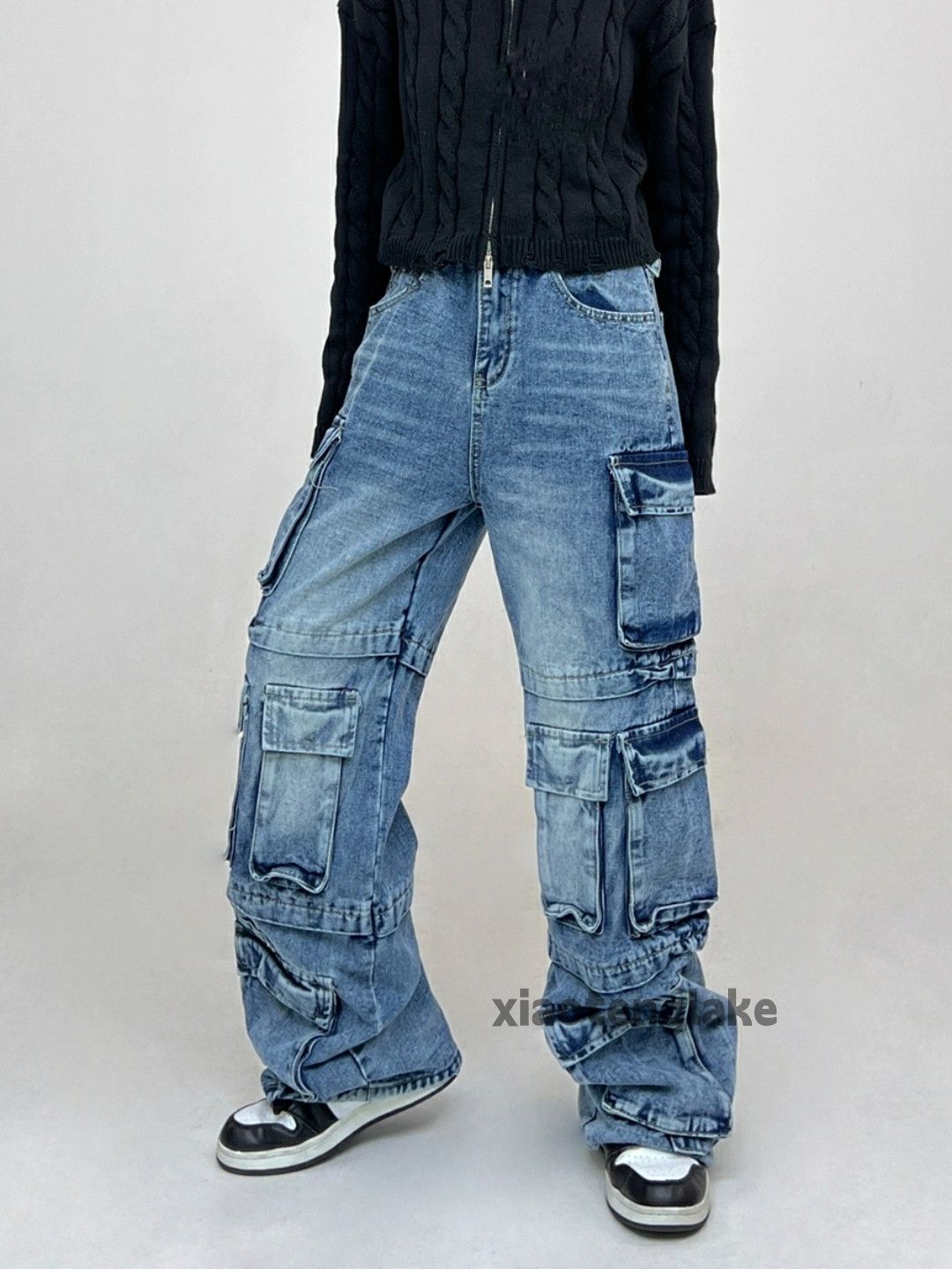 Jean × Vintage washed faded loose baggy skate hiphop cargo pants Size US 30 / EU 46 - 1 Thumbnail