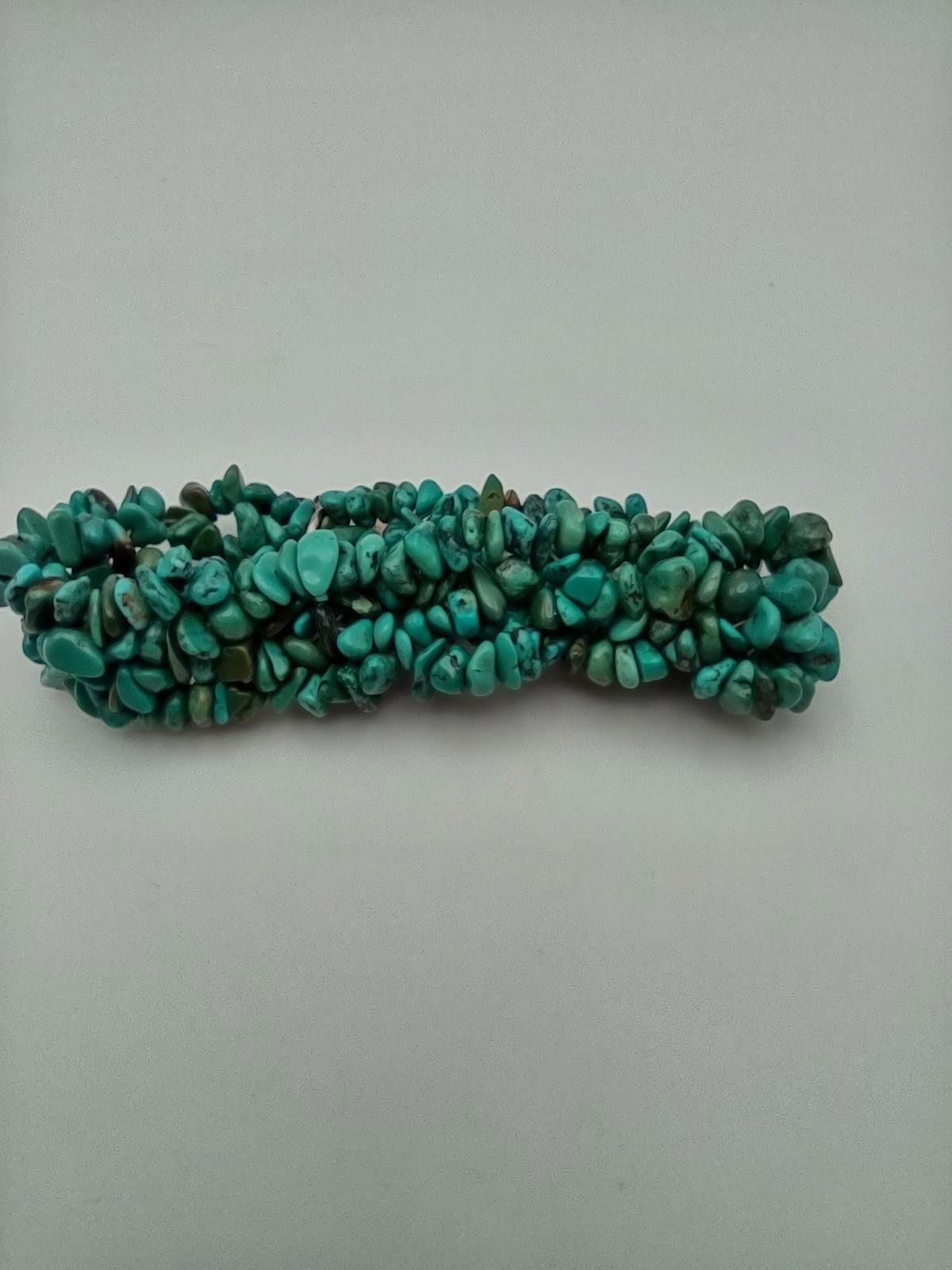 The Unbranded Brand Sterling Silver Concho Turquoise Chip Stretch Bracelet SW Size ONE SIZE - 3 Thumbnail