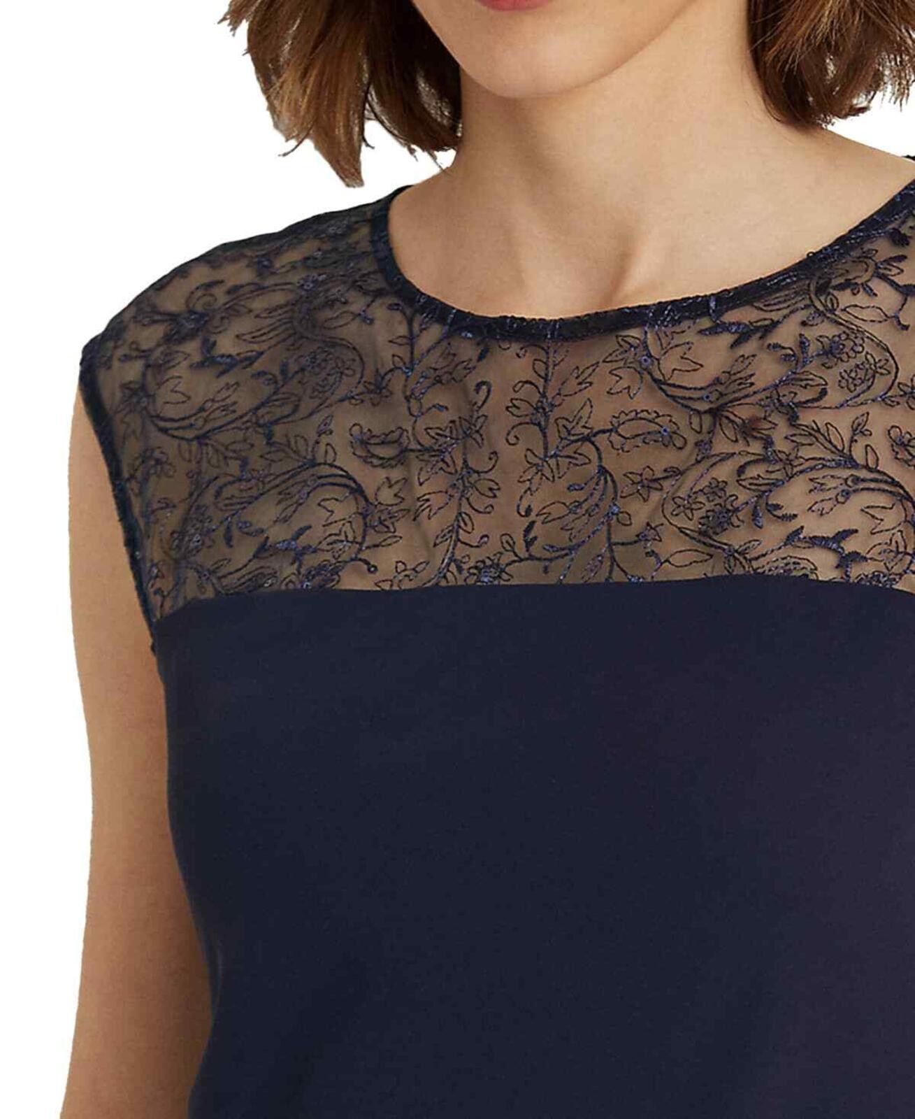 Lauren Ralph Lauren Lauren Ralph Lauren Navy Georgette Sleeveless Cocktail Dress Size XL / US 12-14 / IT 48-50 - 3 Thumbnail