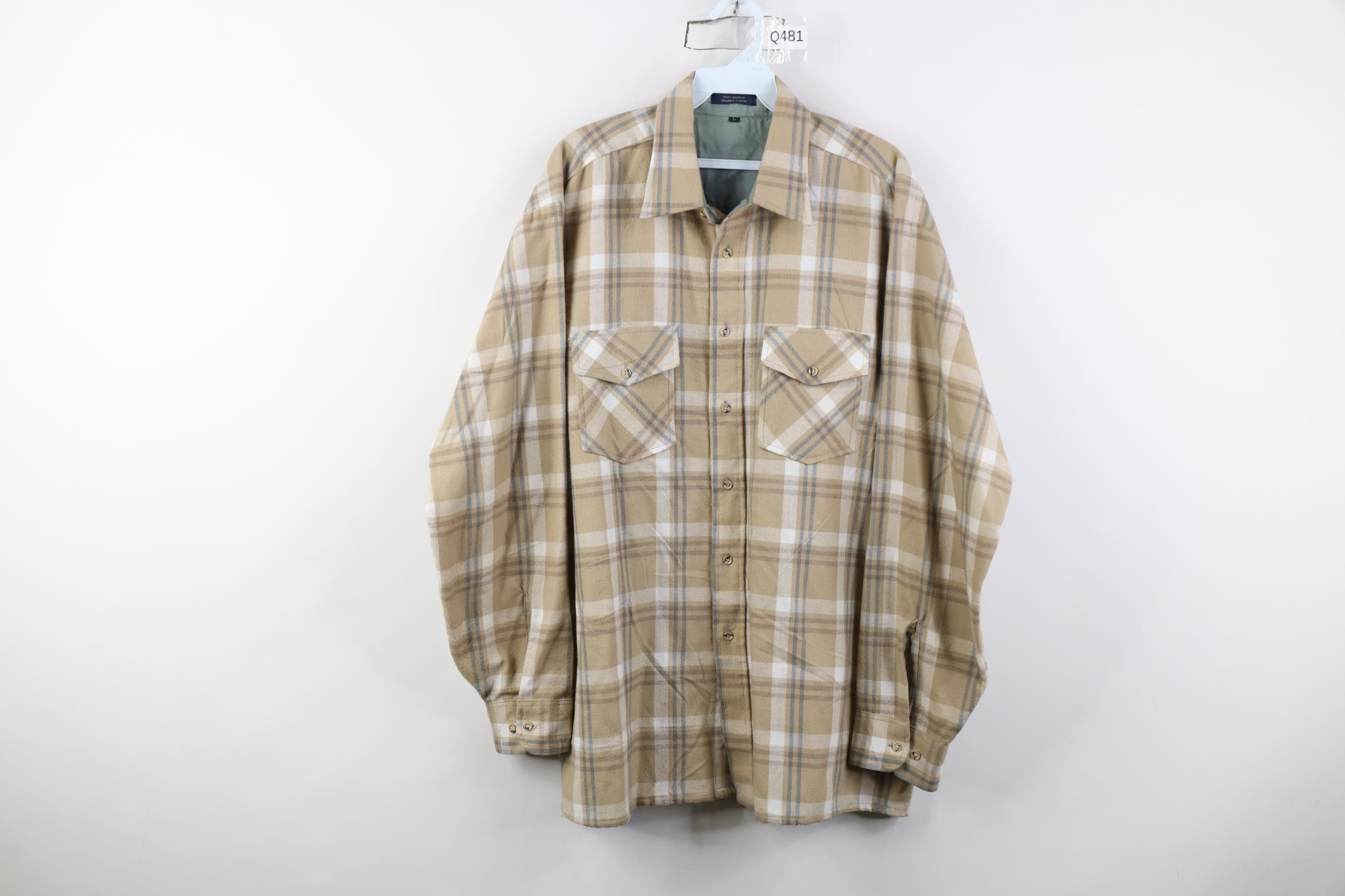 Vintage Vintage 70s Streetwear Flannel Knit Board Button Shirt Plaid Size US L / EU 52-54 / 3 - 1 Thumbnail