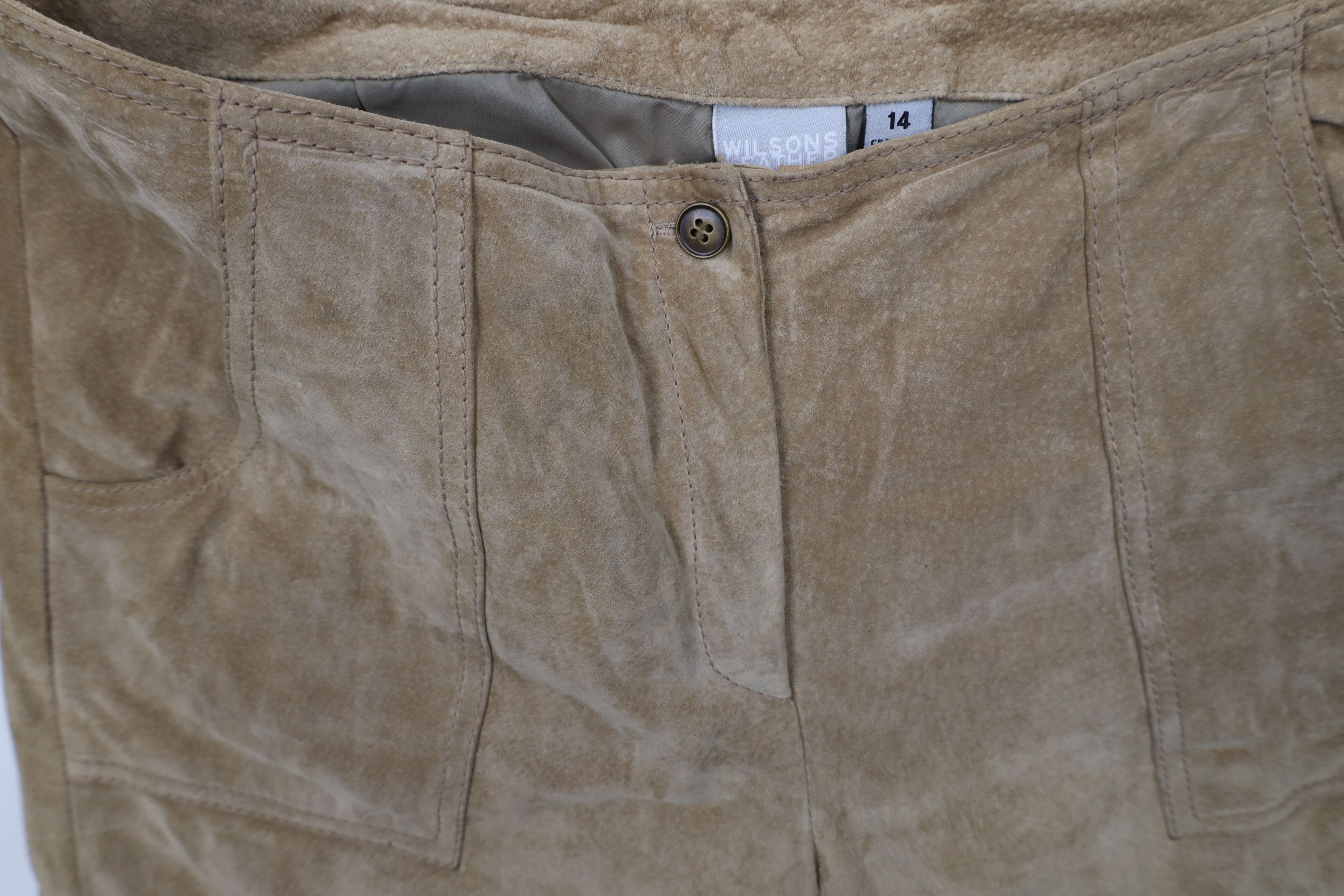 Vintage Vintage 90s Streetwear Wide Leg Suede Leather Cargo Pants Size 36" / US 14 / IT 50 - 7 Thumbnail