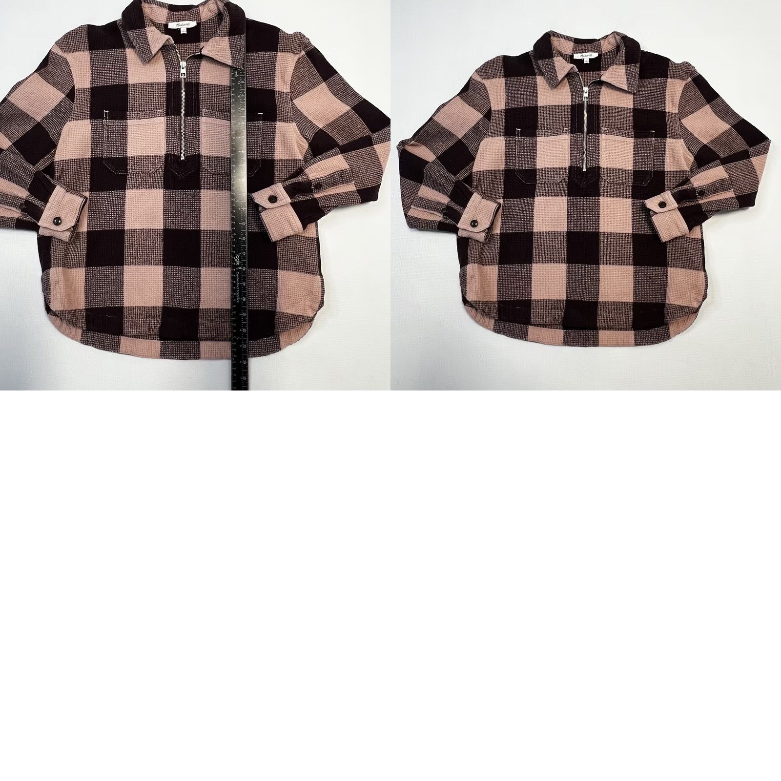 Madewell VINTAGE? No. Madewell Shirt Womens XS Half Zip Pullover Plaid Relaxed Fit Top Pink Boho Size XS / US 0-2 / IT 36-38 - 9 Thumbnail
