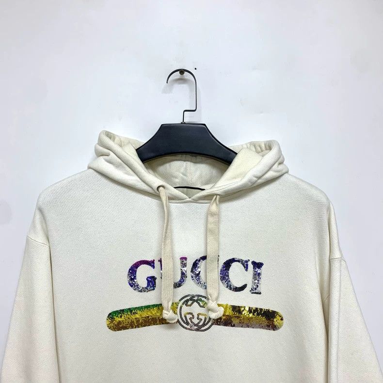Gucci Gucci Beige sequin hooded sweatshirt 2503-Nextarrow Size US L / EU 52-54 / 3 - 6 Thumbnail
