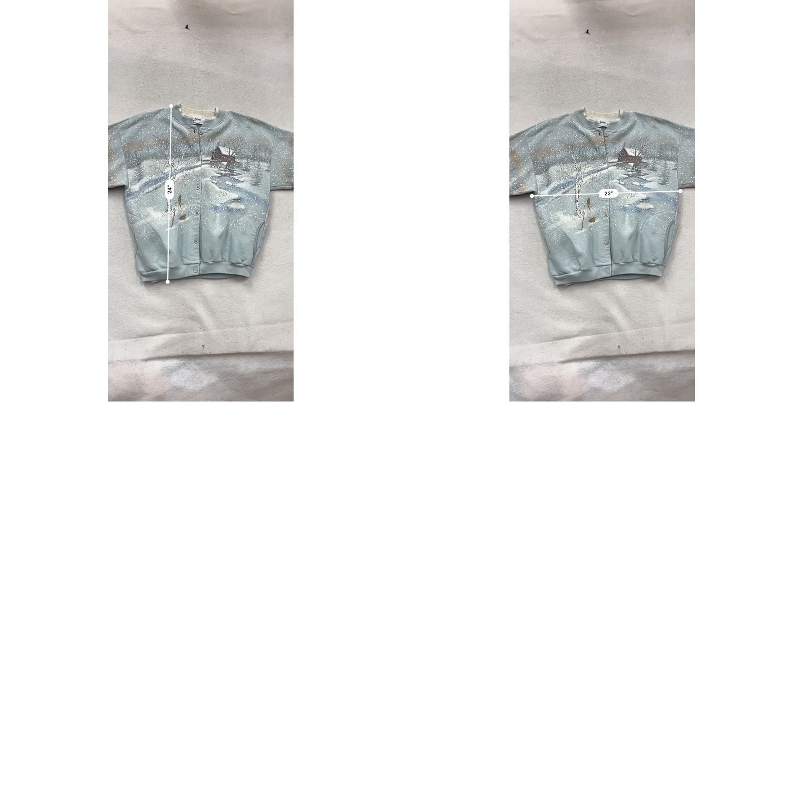 Vintage VINTAGE Artisans Cardigan Sweatshirt Womens L Gray Painted Winter Scene Button-Front Size L / US 10 / IT 46 - 8 Thumbnail