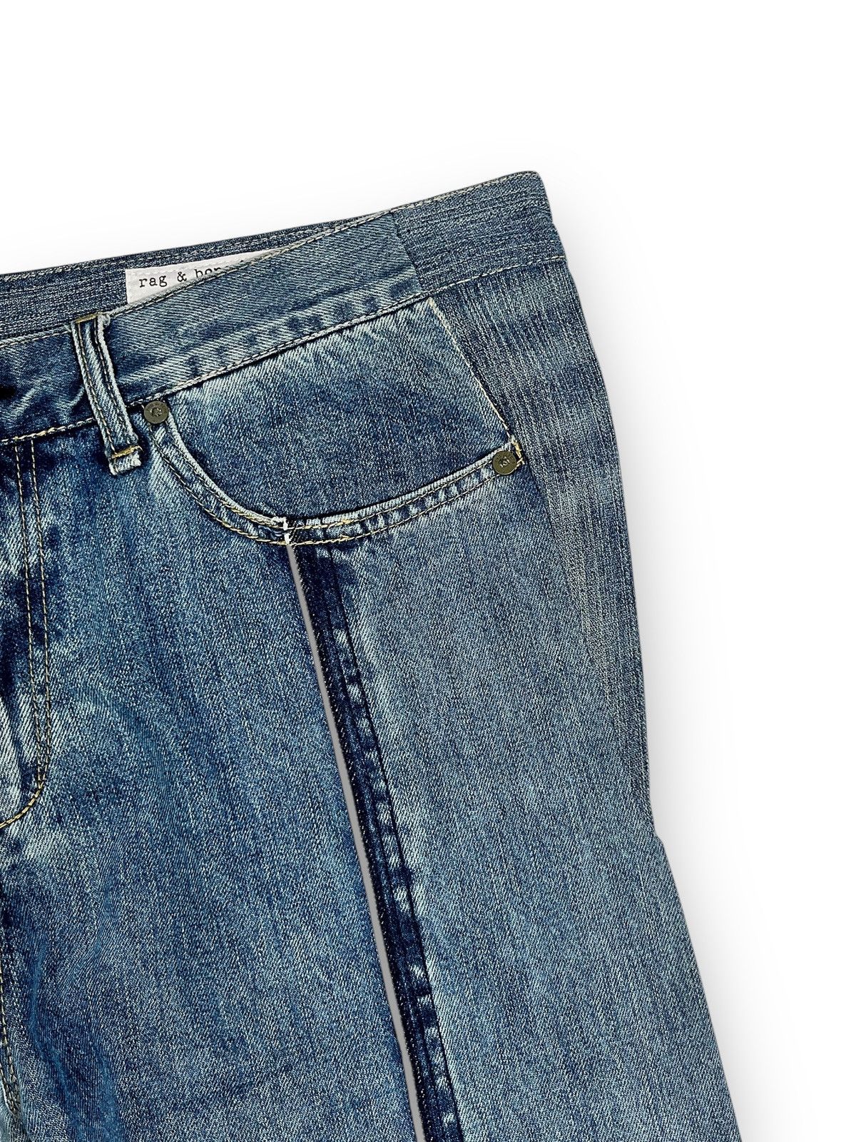 Rag & Bone Rag & Bone Reconstructed Two Tone Release Hem Denim Pants Size US 38 / EU 54 - 4 Thumbnail