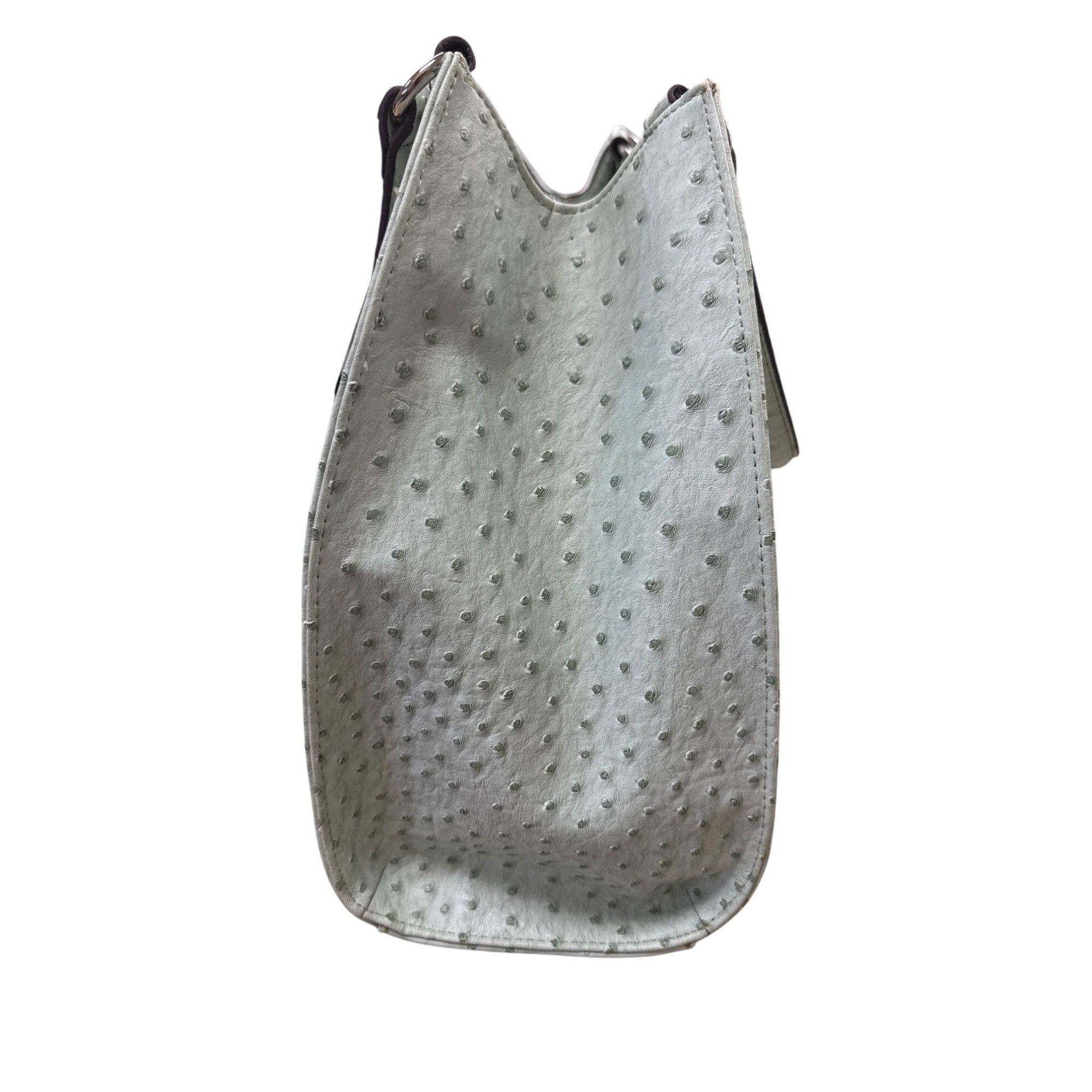 Designer Mondani NY Womens Mint Green Ostrich-Embossed Handbag Purse Size ONE SIZE - 6 Thumbnail