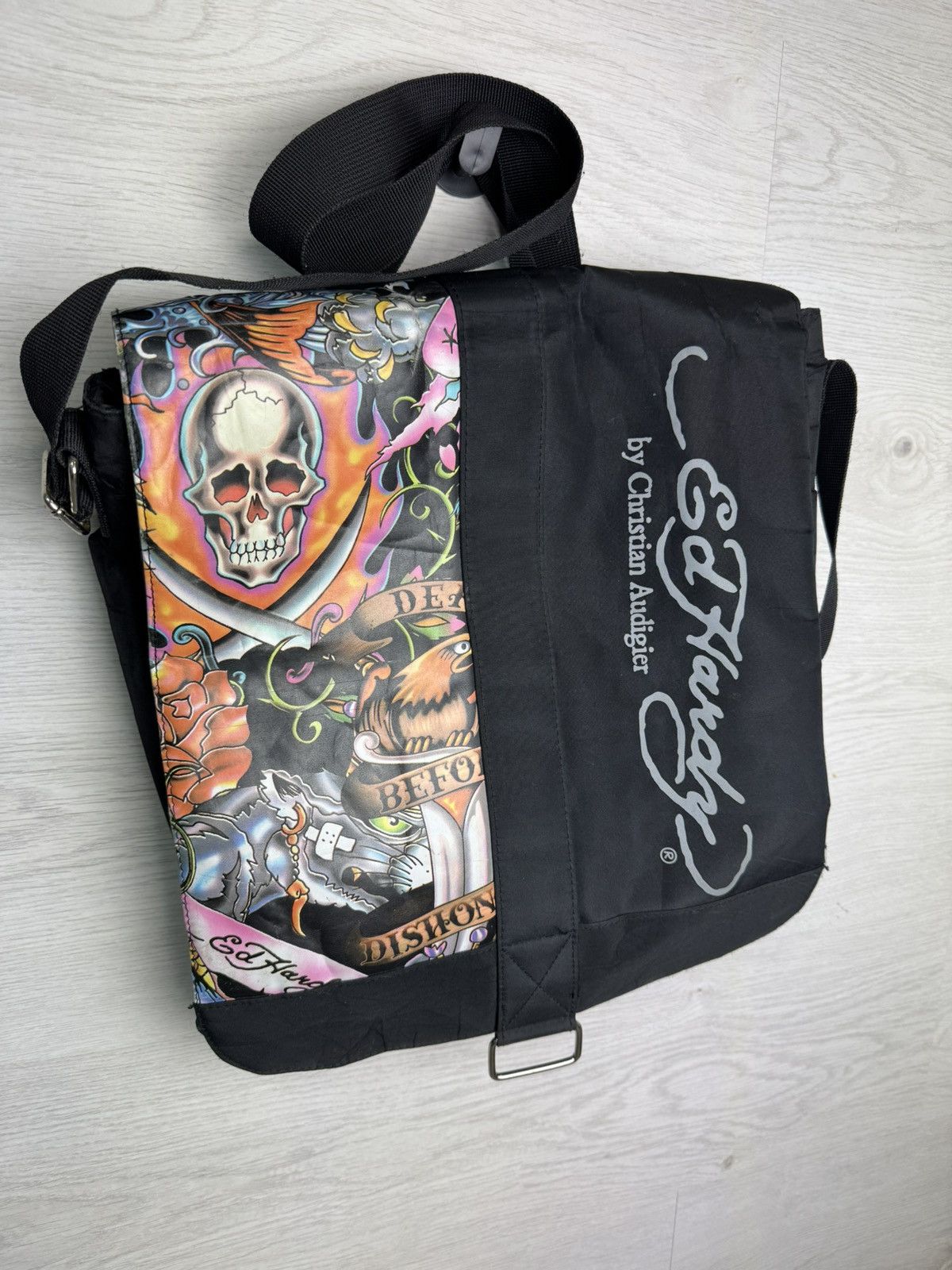 Ed Hardy Ed Hardy Tattoo Skull Messenger Bag by Christian Audigier Size ONE SIZE - 2 Thumbnail