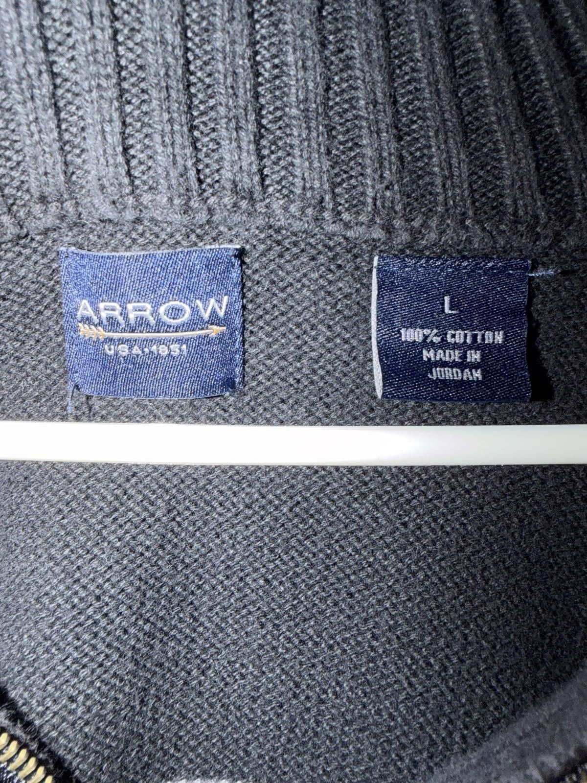 Arrow Arrow Men's 100% Cotton Striped Quarter Zip Sweater Size L Size US L / EU 52-54 / 3 - 2 Thumbnail